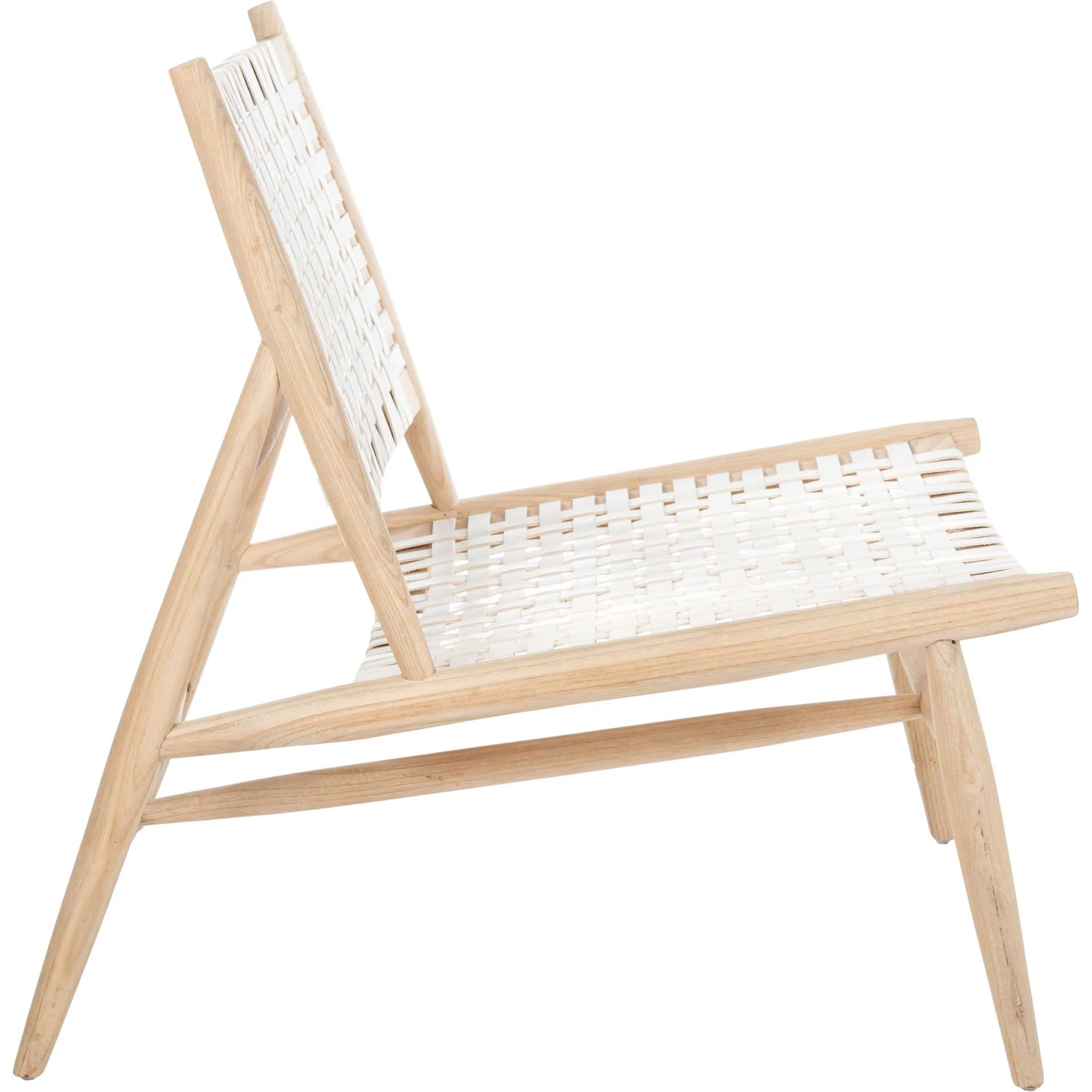 Sophie Leather Woven Accent Chair White/Natural - Image 3
