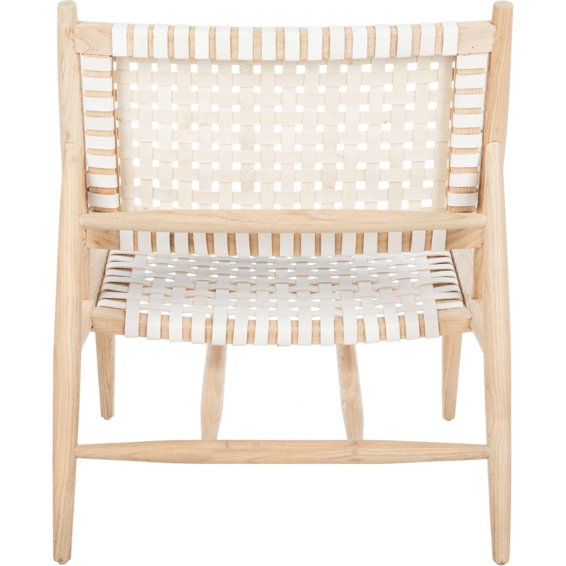 Sophie Leather Woven Accent Chair White/Natural - Image 4