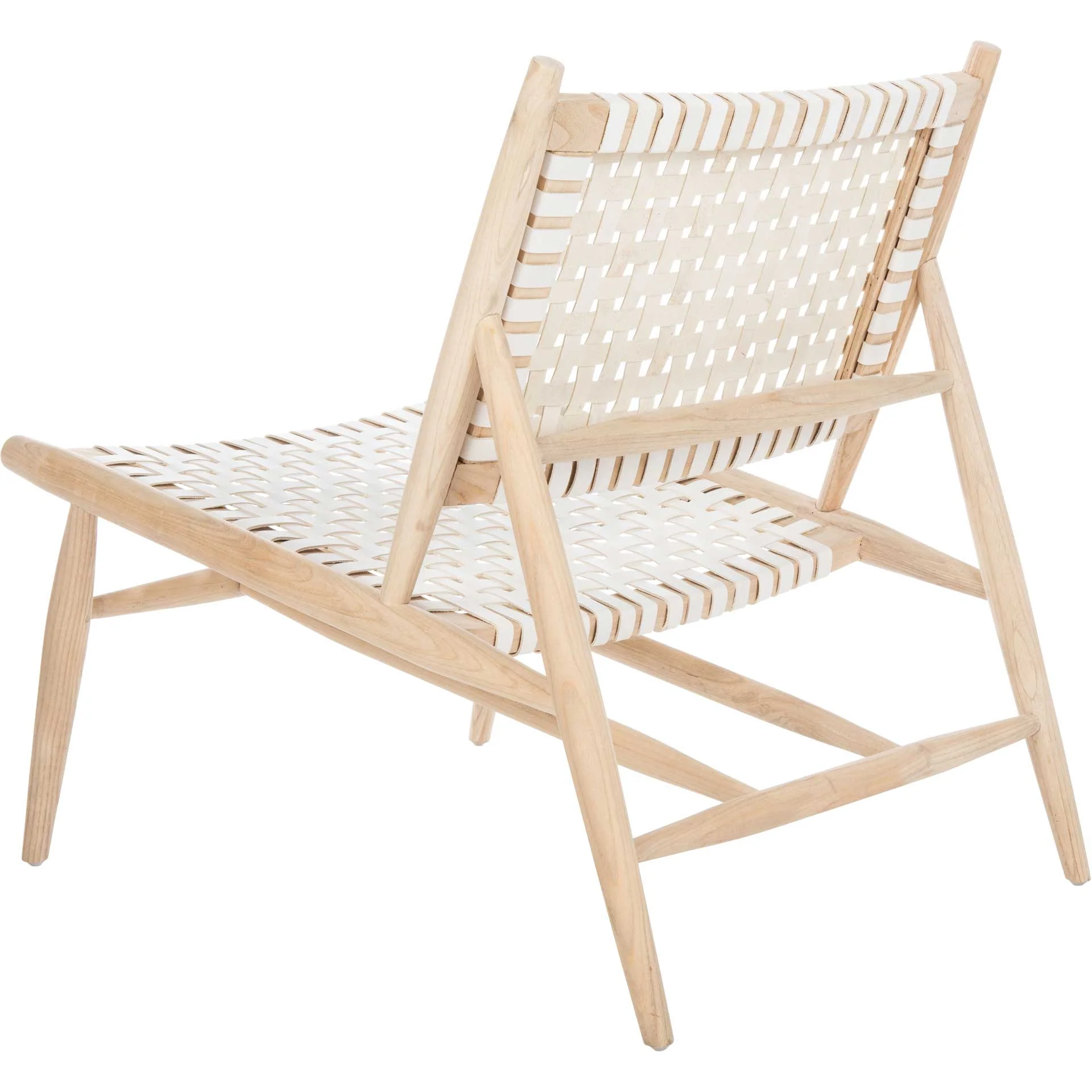 Sophie Leather Woven Accent Chair White/Natural - Image 5