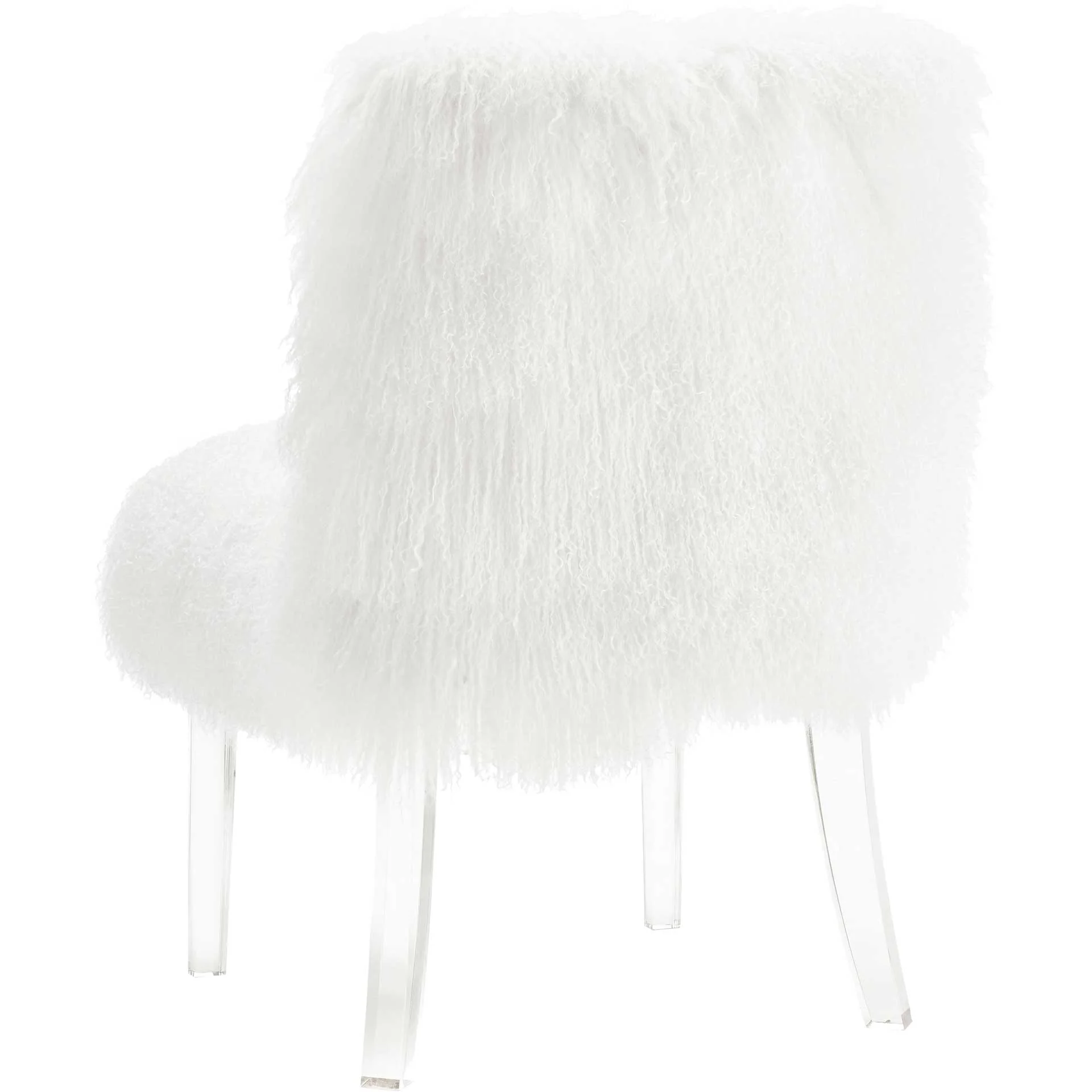 Sorel Sheepskin Lucite Chair White - Image 3
