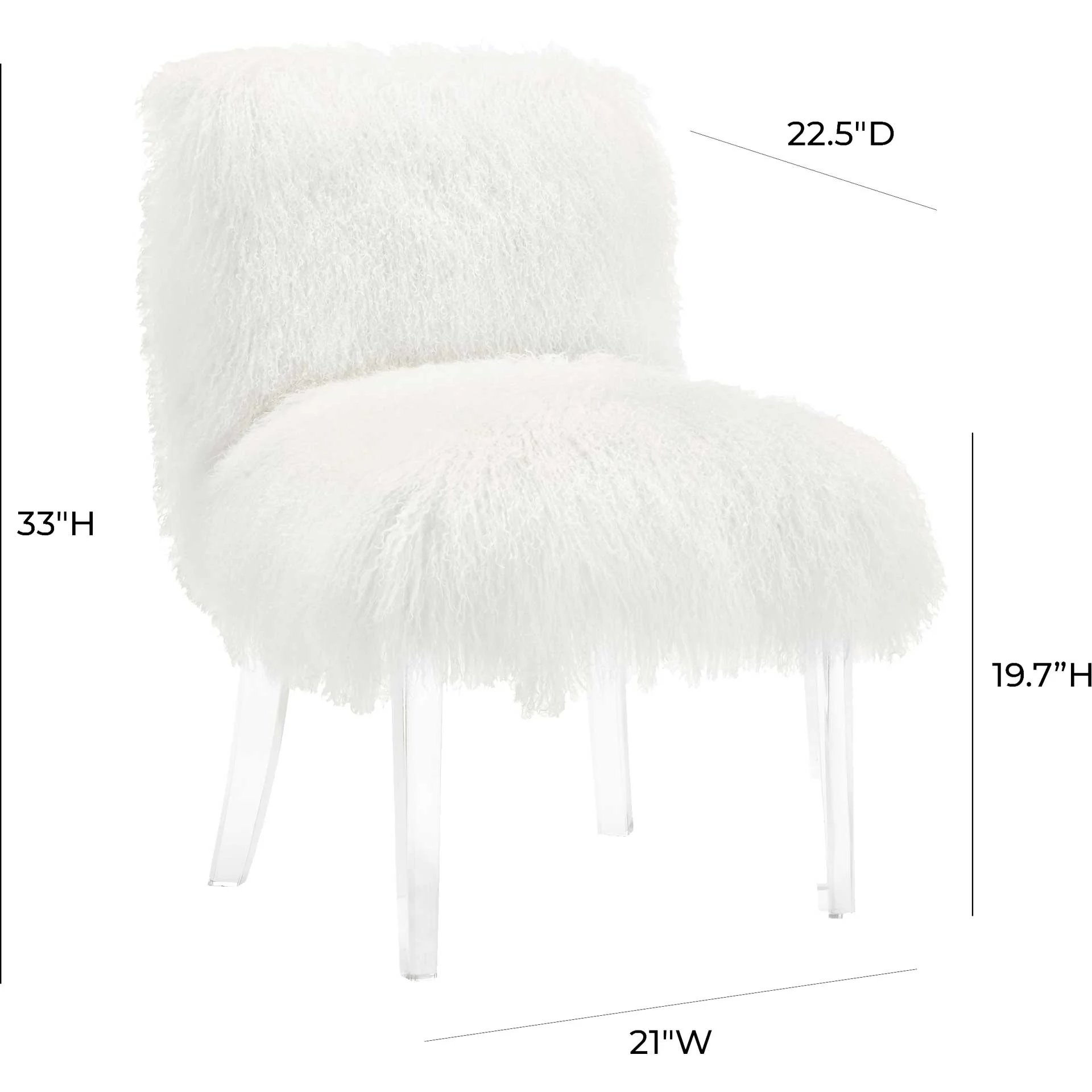 Sorel Sheepskin Lucite Chair White - Image 6