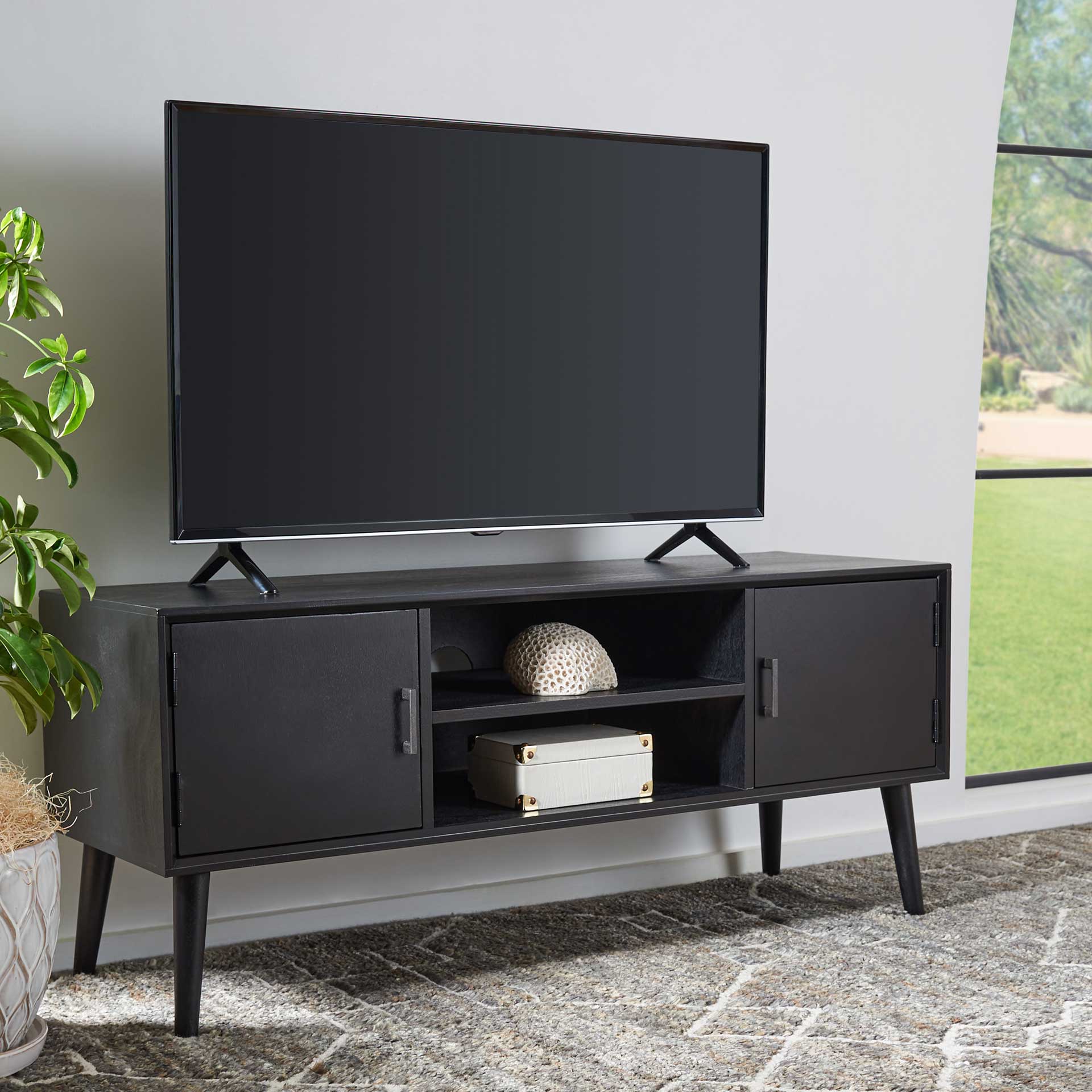Sorrento 2 Door 1 Shelf Media Stand Black - Image 8