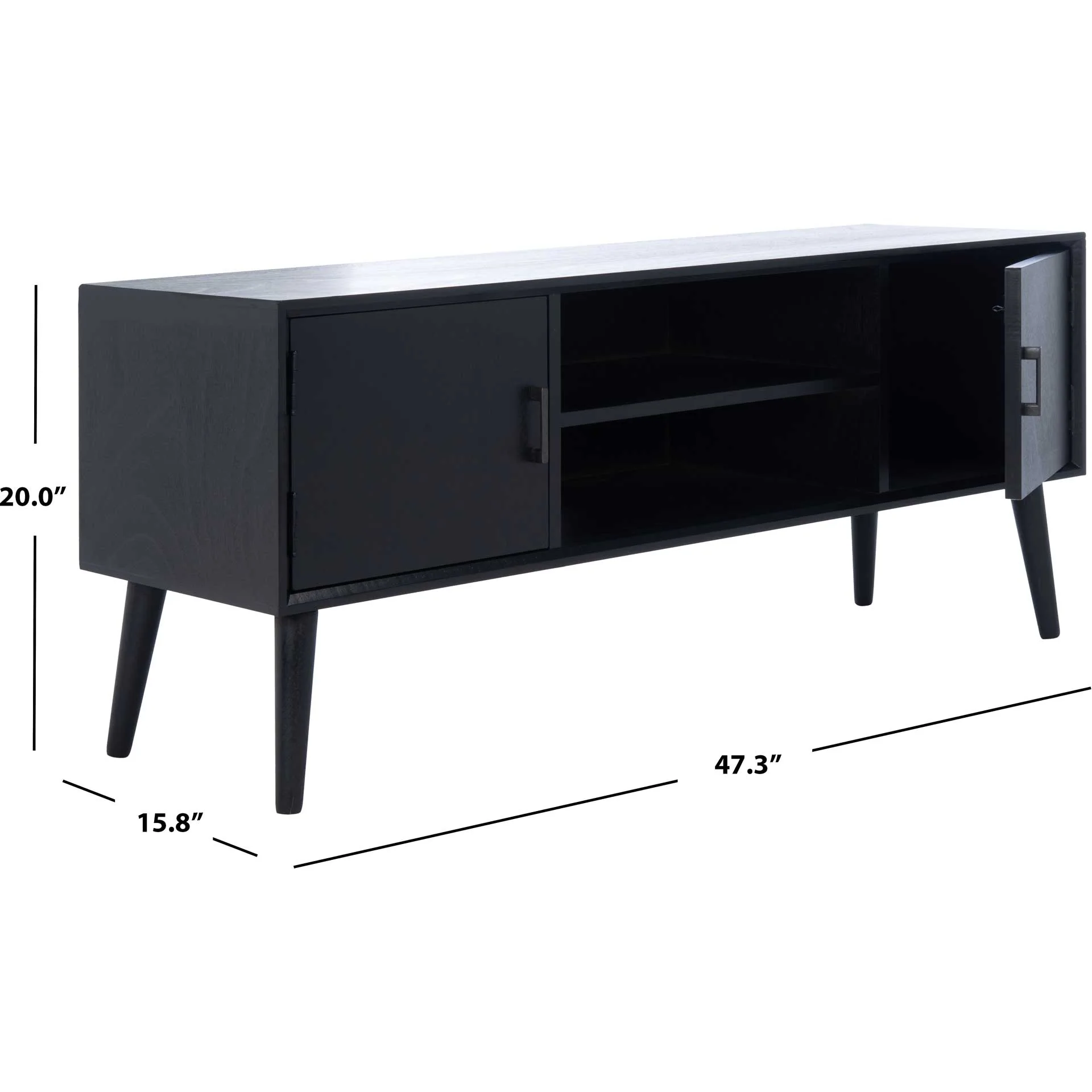 Sorrento 2 Door 1 Shelf Media Stand Black - Image 9