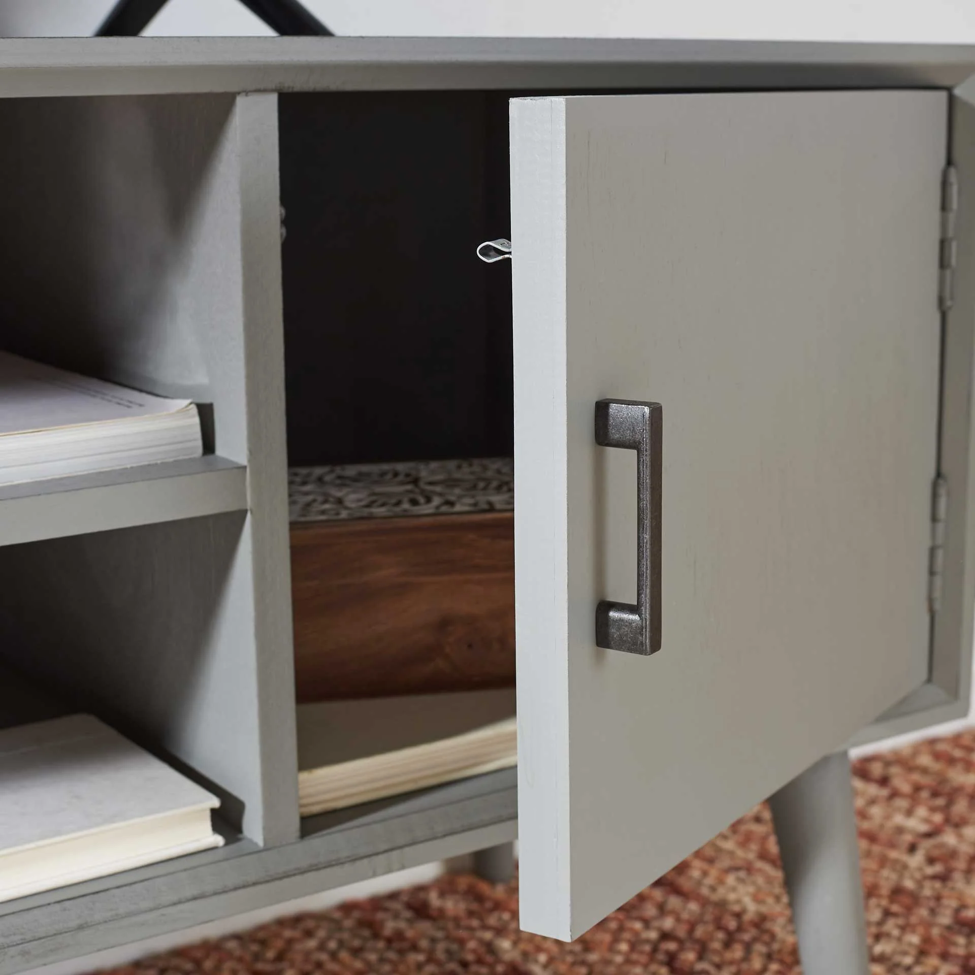 Sorrento 2 Door 1 Shelf Media Stand Distressed Gray - Image 7