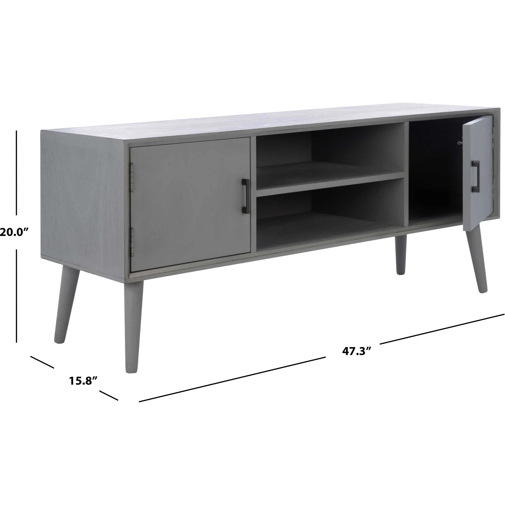 Sorrento 2 Door 1 Shelf Media Stand Distressed Gray - Image 9