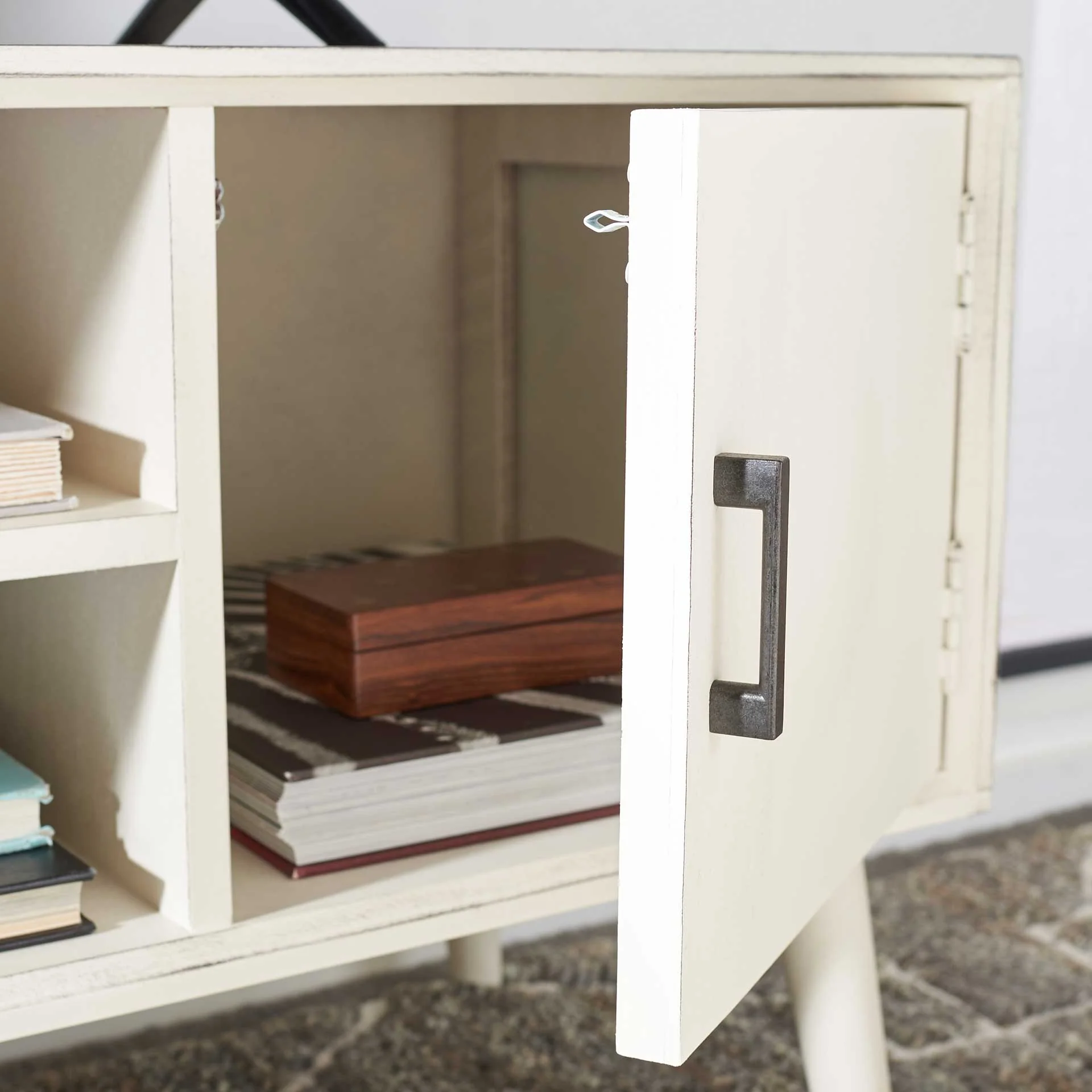 Sorrento 2 Door 1 Shelf Media Stand Distressed White - Image 7
