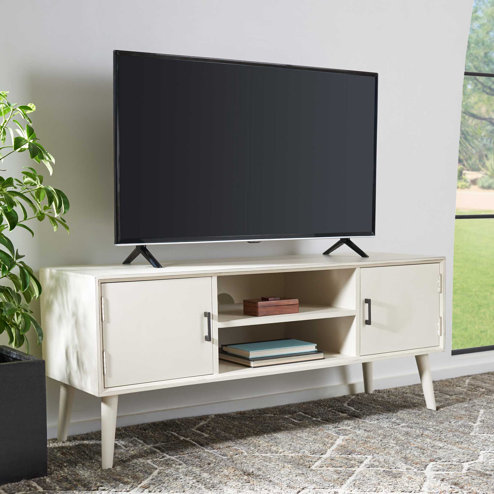 Sorrento 2 Door 1 Shelf Media Stand Distressed White - Image 8