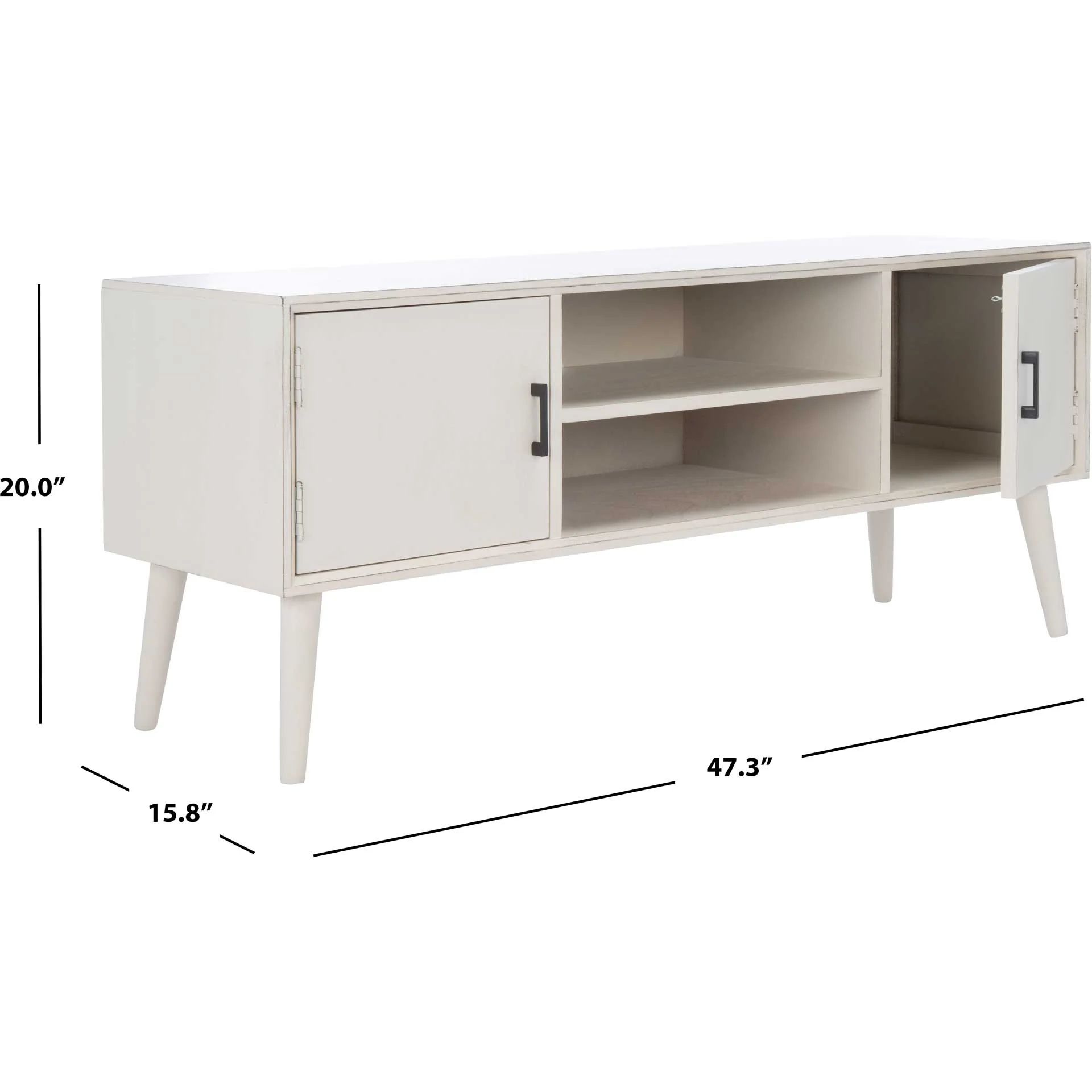 Sorrento 2 Door 1 Shelf Media Stand Distressed White - Image 9