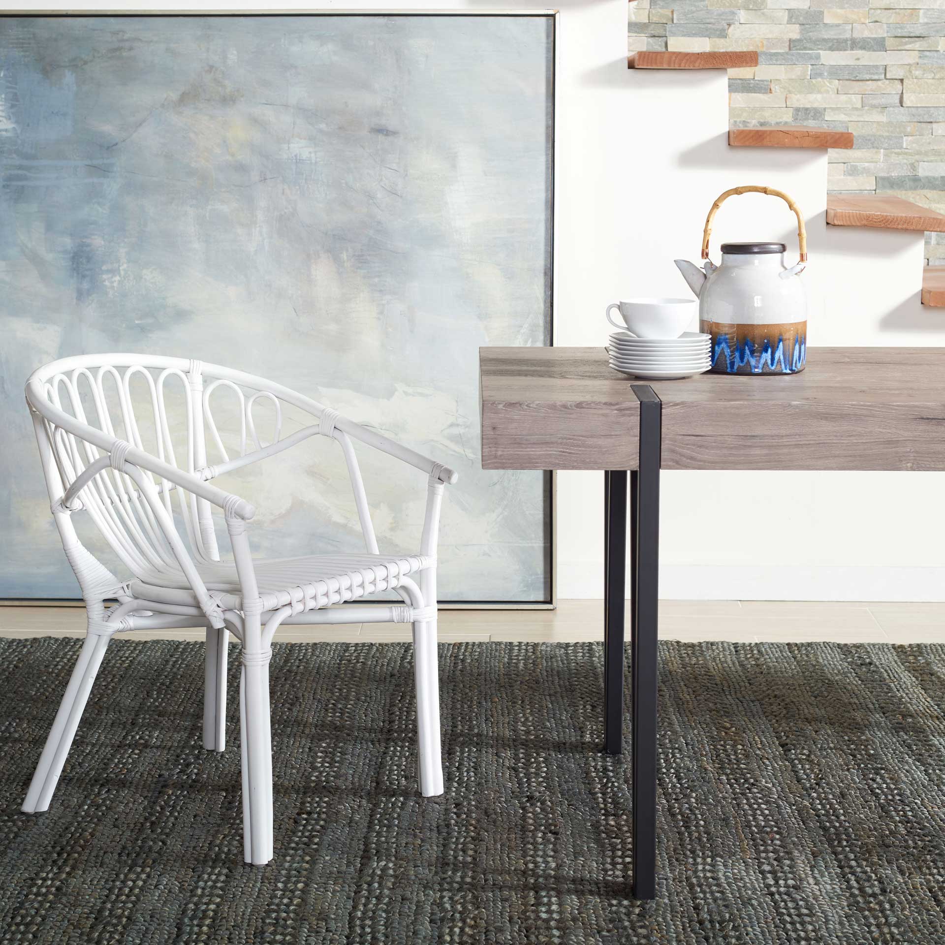 Spaced Rattan Dining Chair White - Image 7