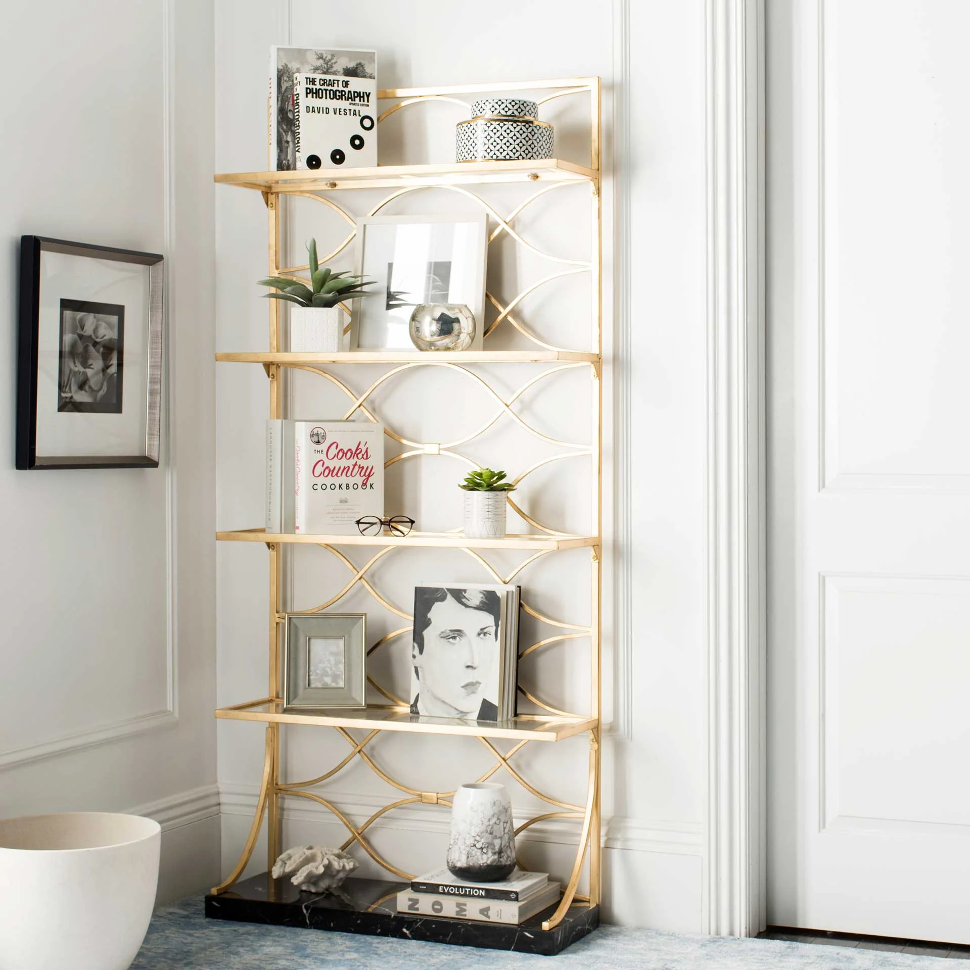 Sparkle Marble Base Etagere Gold/Black/Clear - Image 8