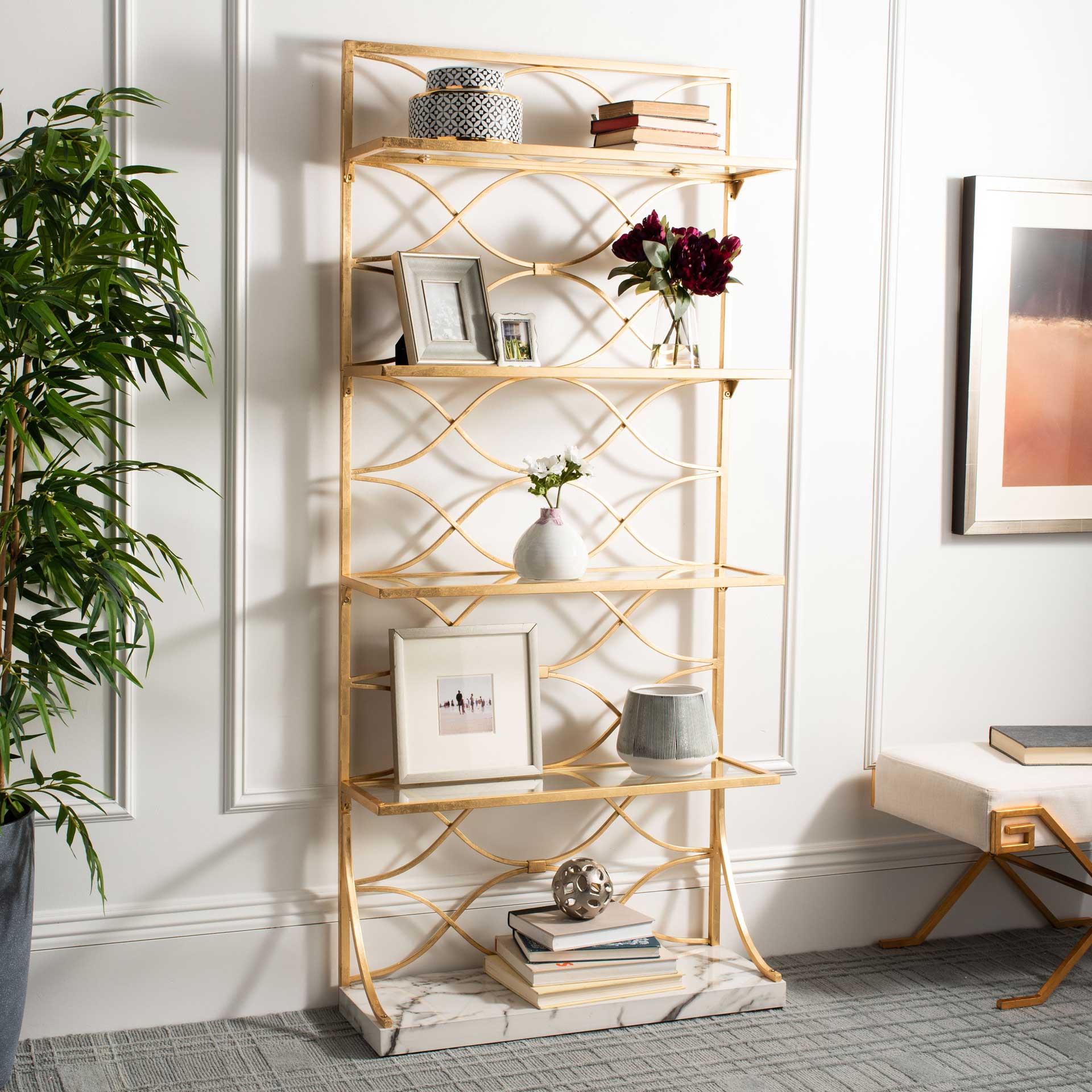 Sparkle Marble Base Etagere Gold/White/Clear - Image 9