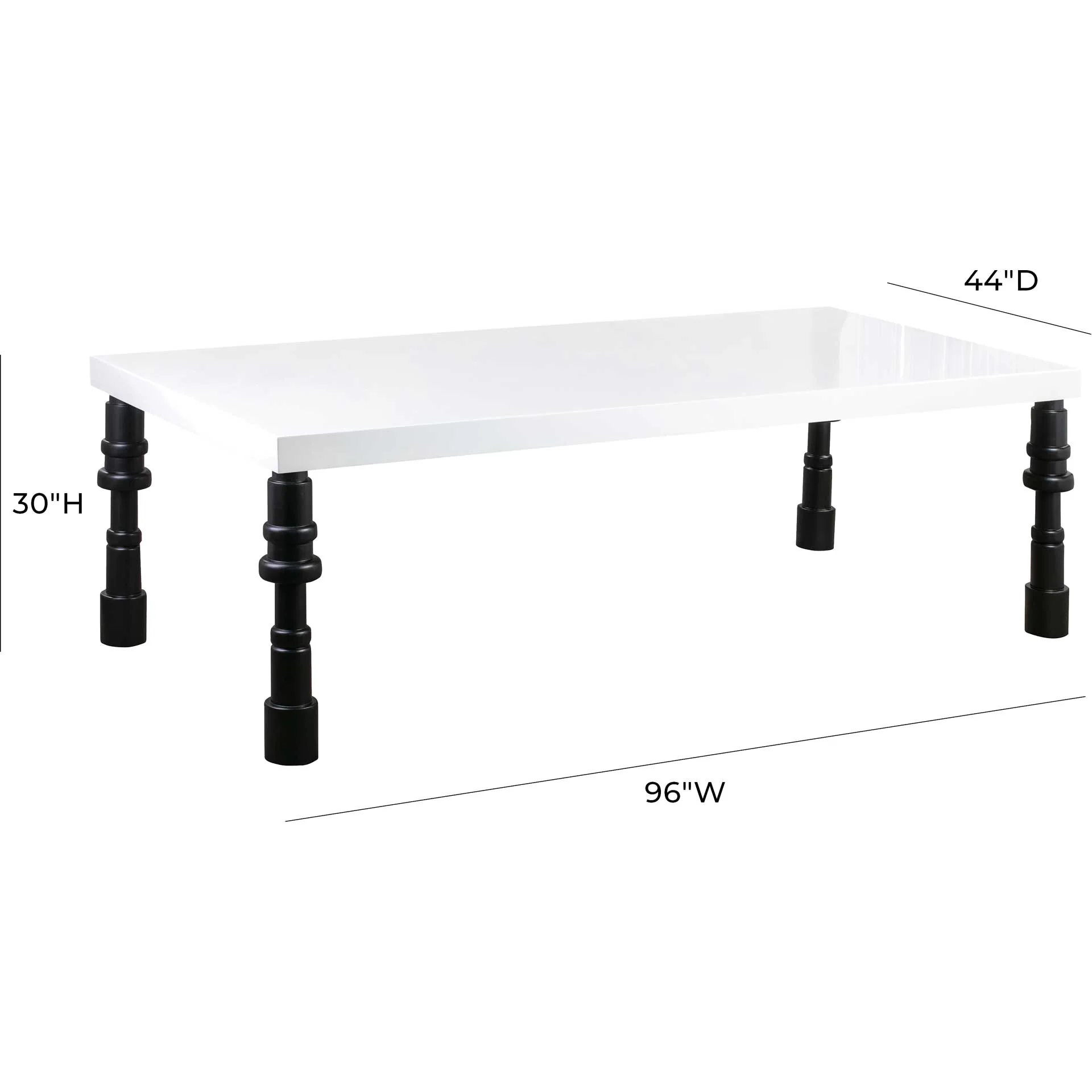 Spool Gloss Lacquer Dining Table White - Image 6