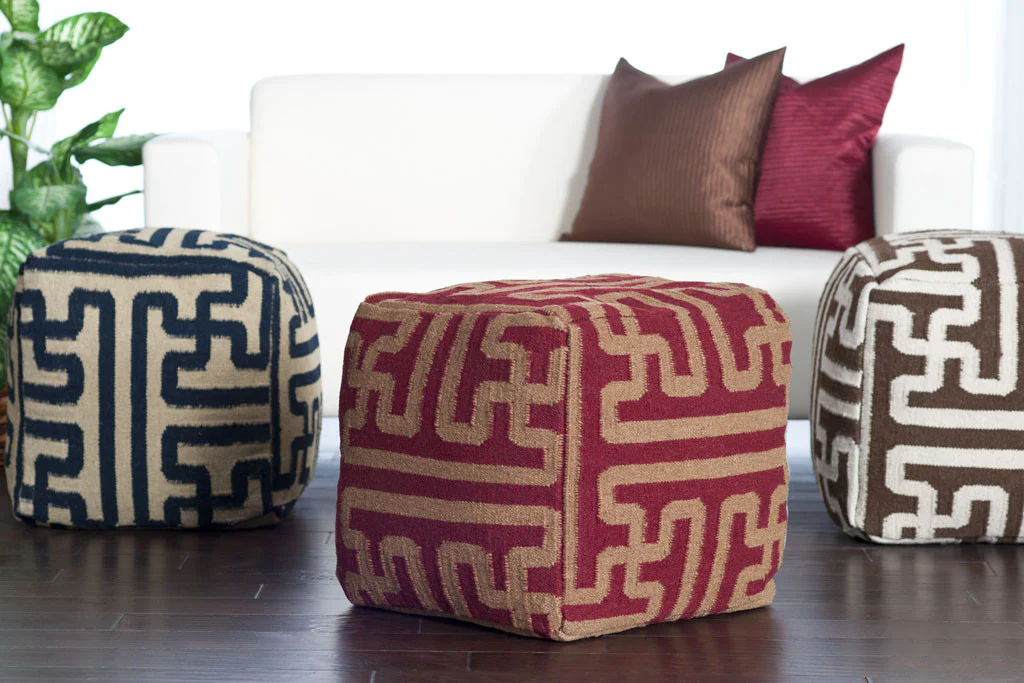 Standard Burgundy/Dark Brown Pouf - Image 2