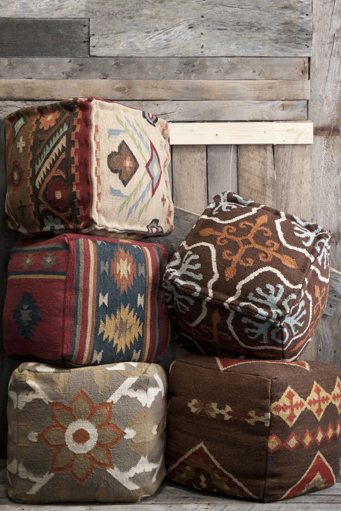 Standard Chocolate/Tan Cube Pouf - Image 3