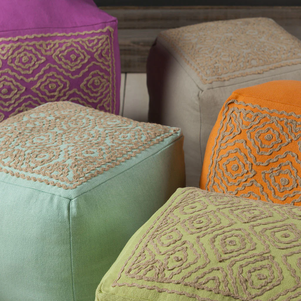 Standard Medium Gray/Camel Pouf - Image 2