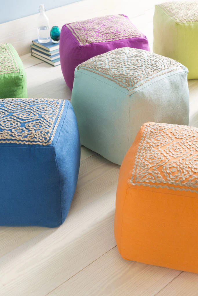 Standard Mint/Taupe Cube Pouf - Image 3