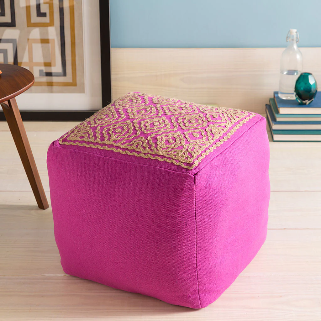 Standard Pink Cube Pouf - Image 2