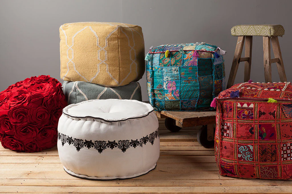 Standard Red/Multi-Color Cube Pouf - Image 2