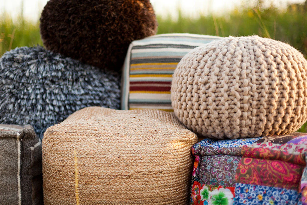 Standard Solid Neutral Cube Pouf - Image 2