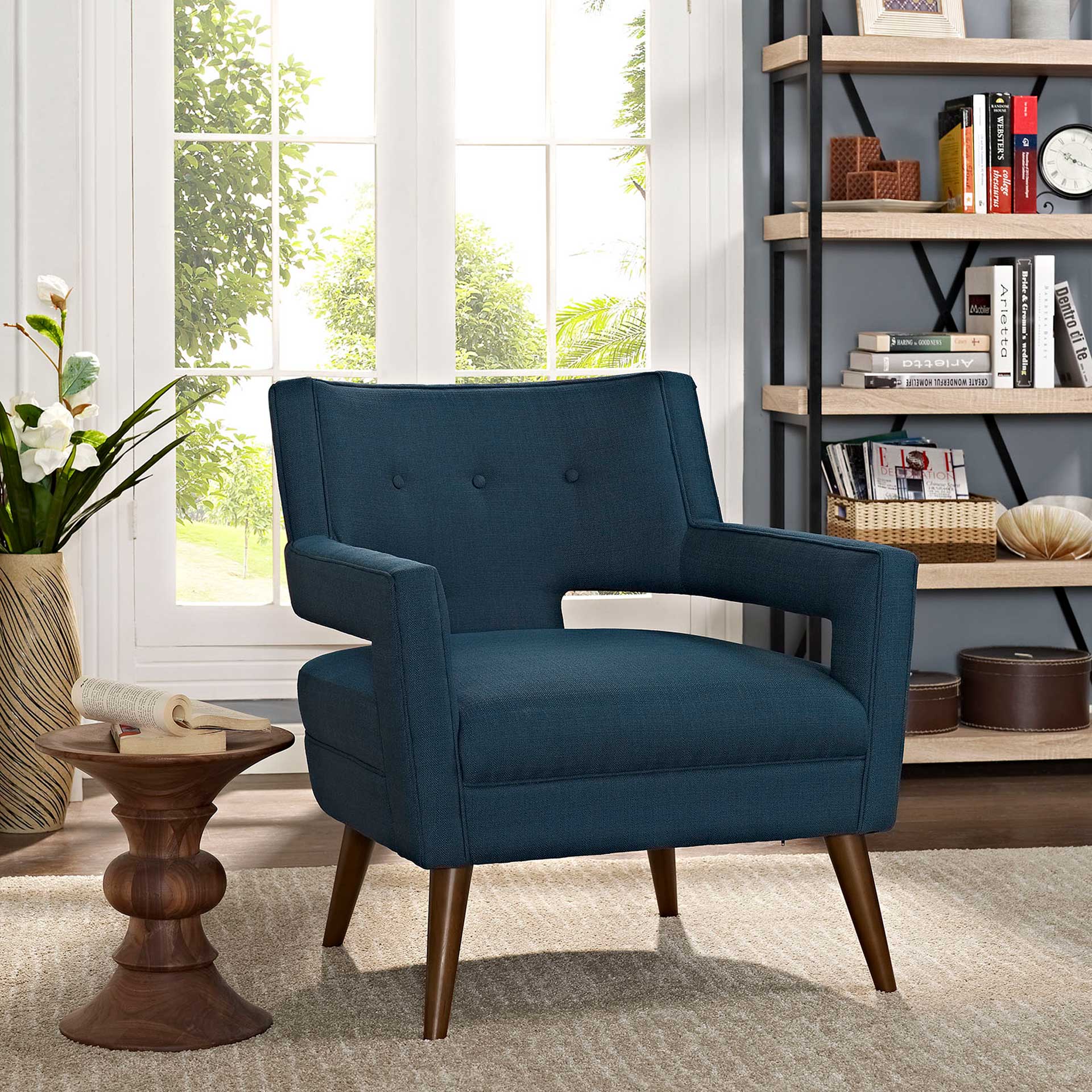 Stanley Upholstered Fabric Armchair Azure - Image 4