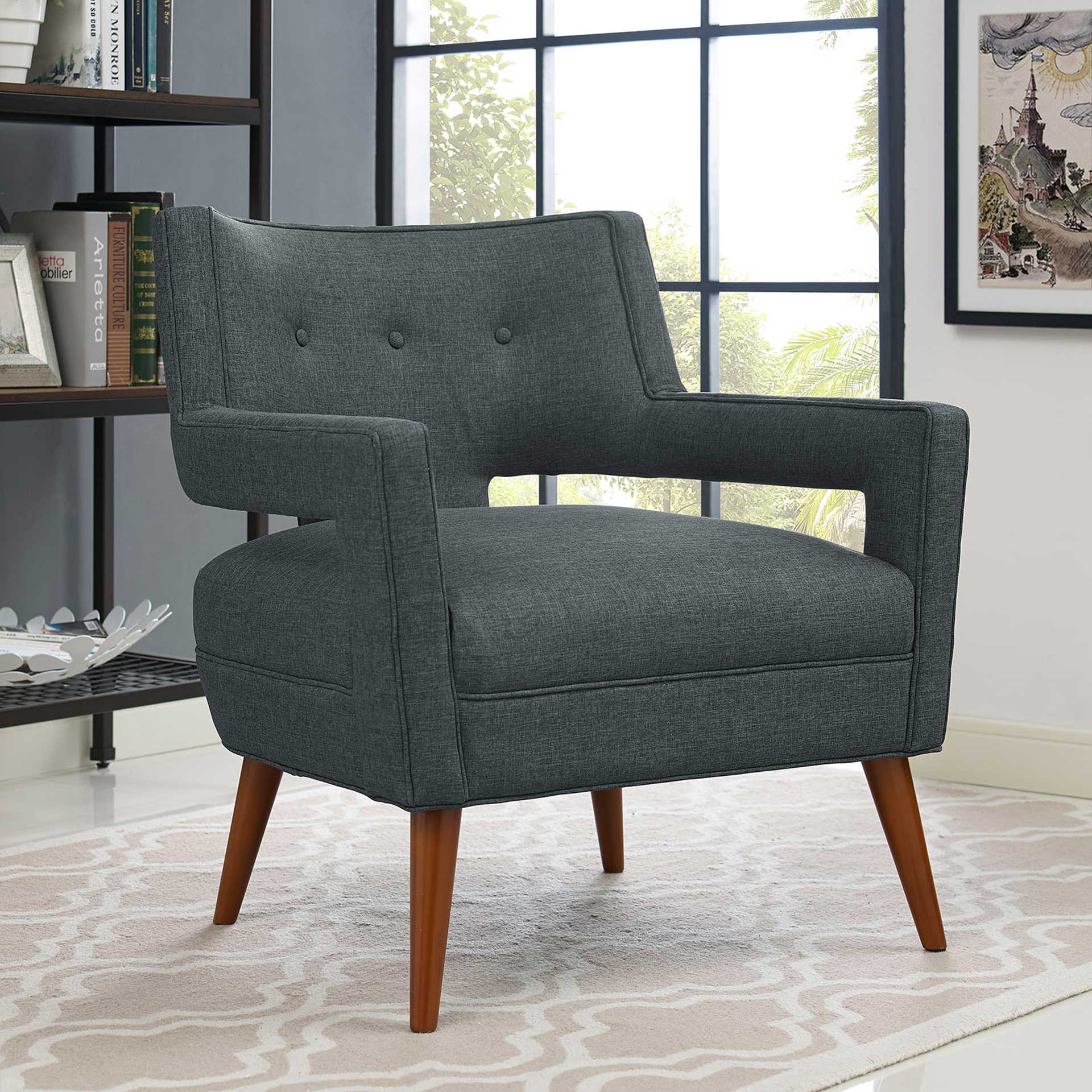 Stanley Upholstered Fabric Armchair Gray - Image 4