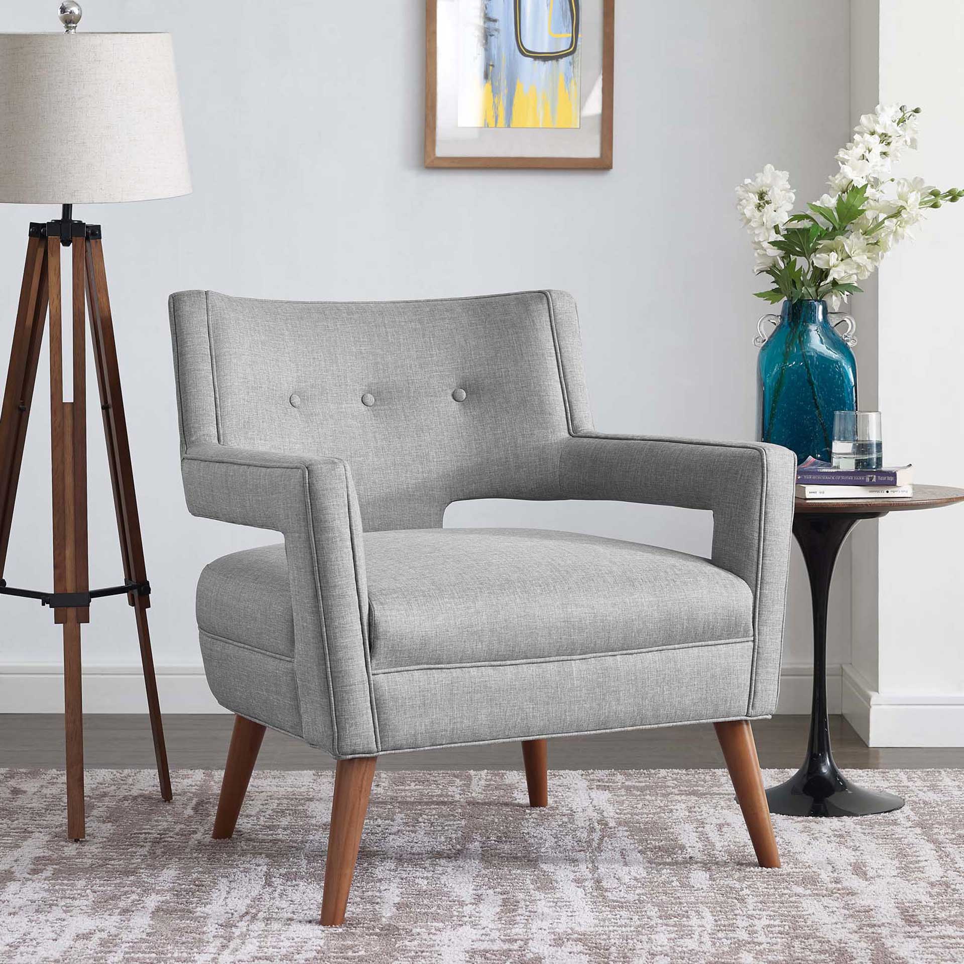 Stanley Upholstered Fabric Armchair Light Gray - Image 4