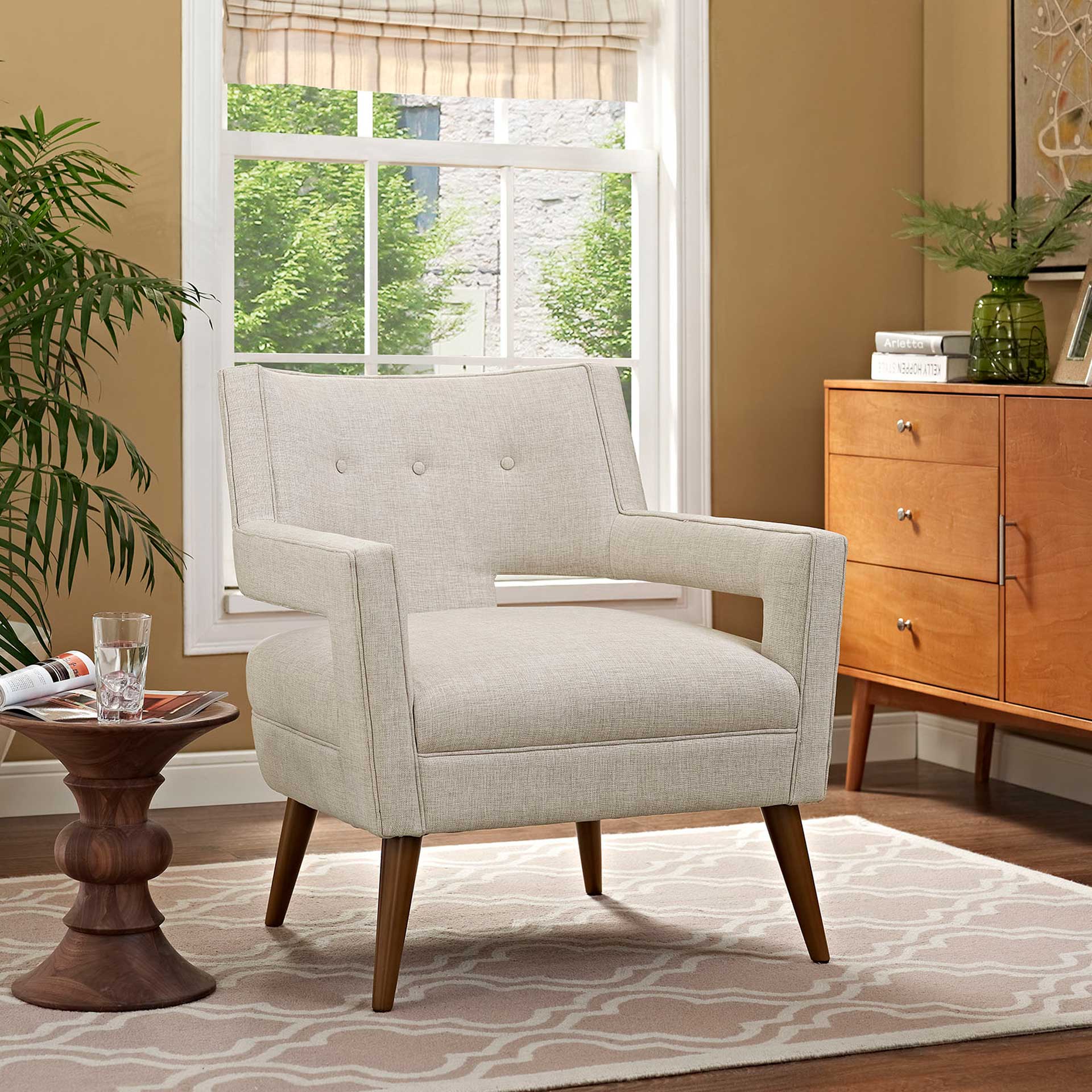 Stanley Upholstered Fabric Armchair Sand - Image 4