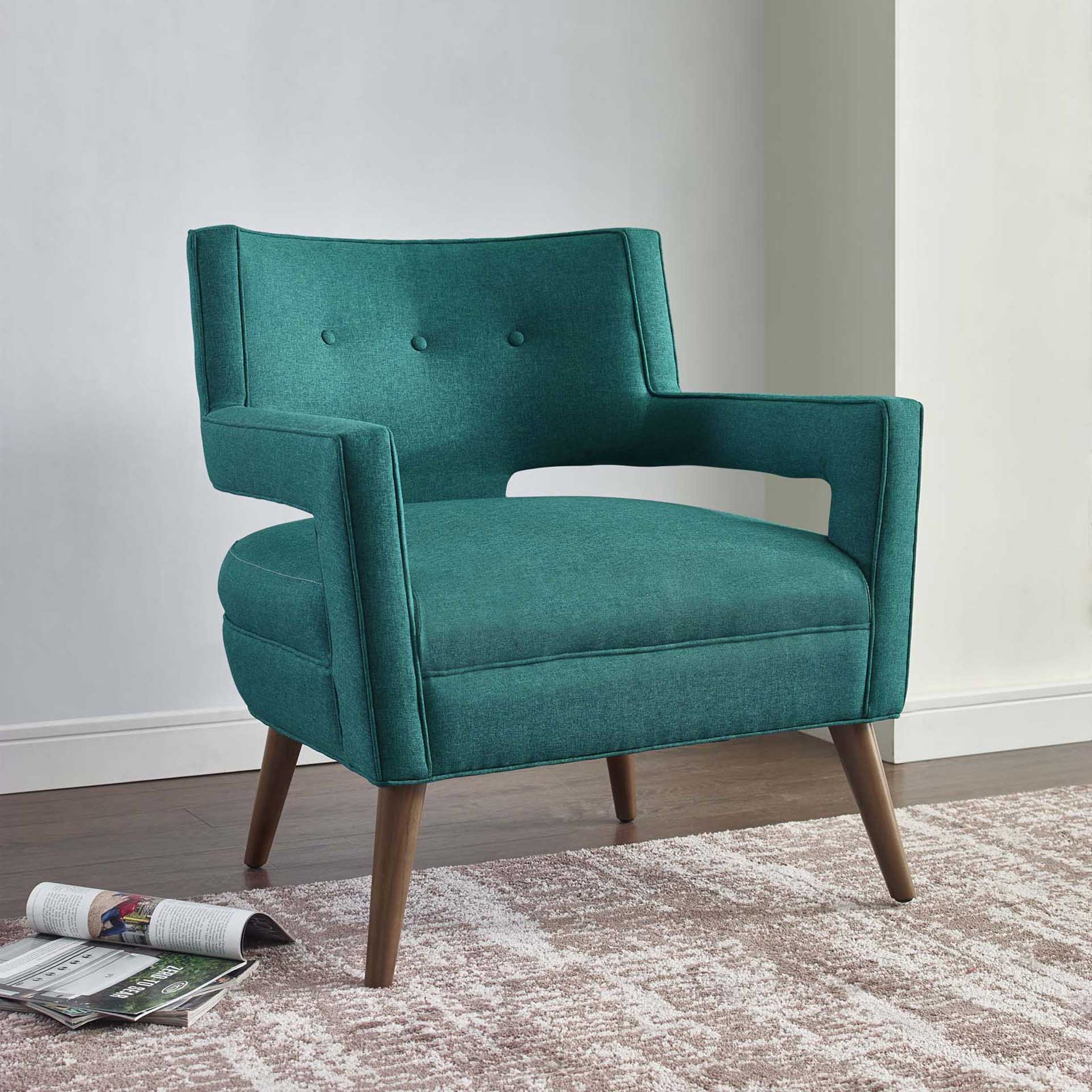 Stanley Upholstered Fabric Armchair Teal - Image 4