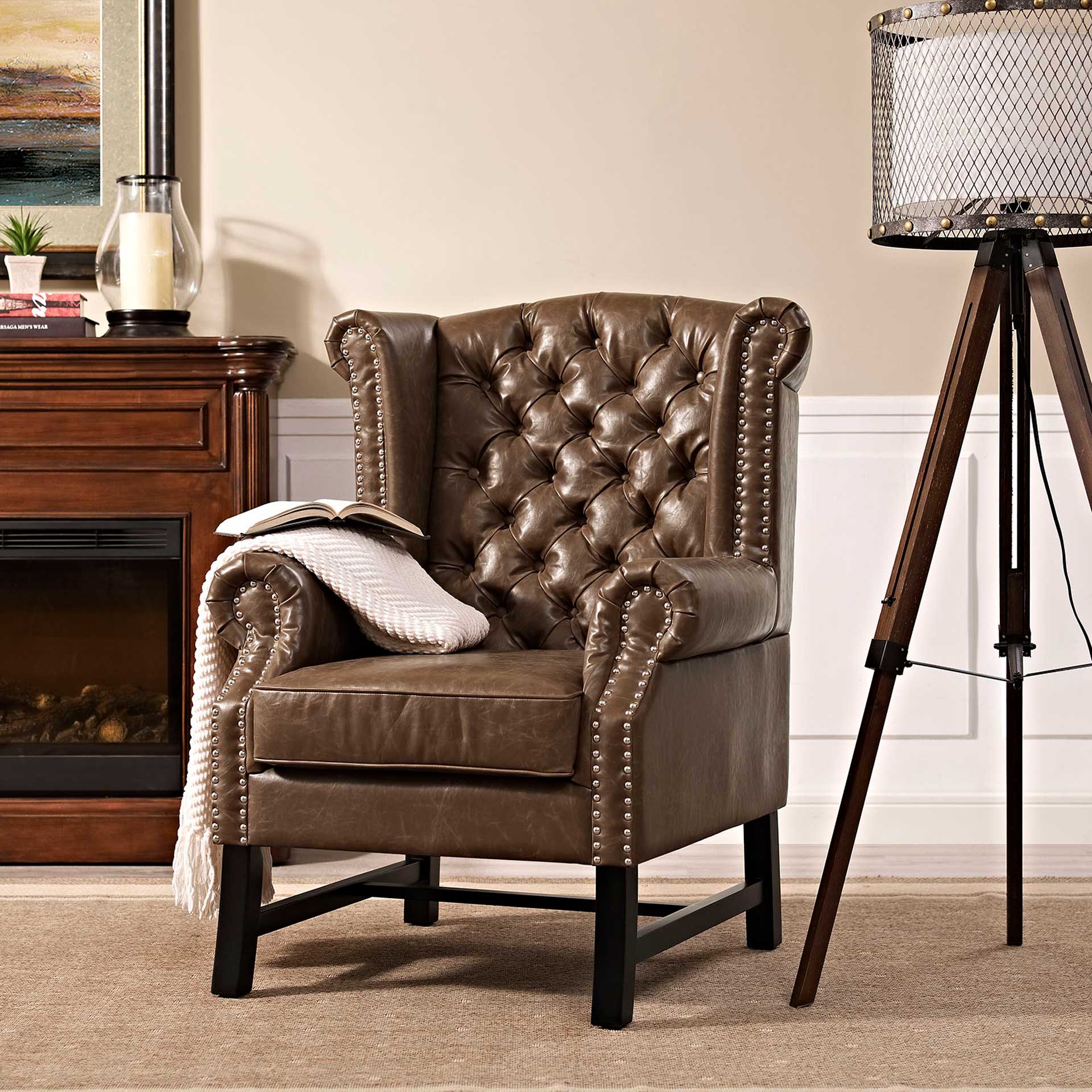 Starburst Upholstered Vinyl Armchair Brown - Image 4