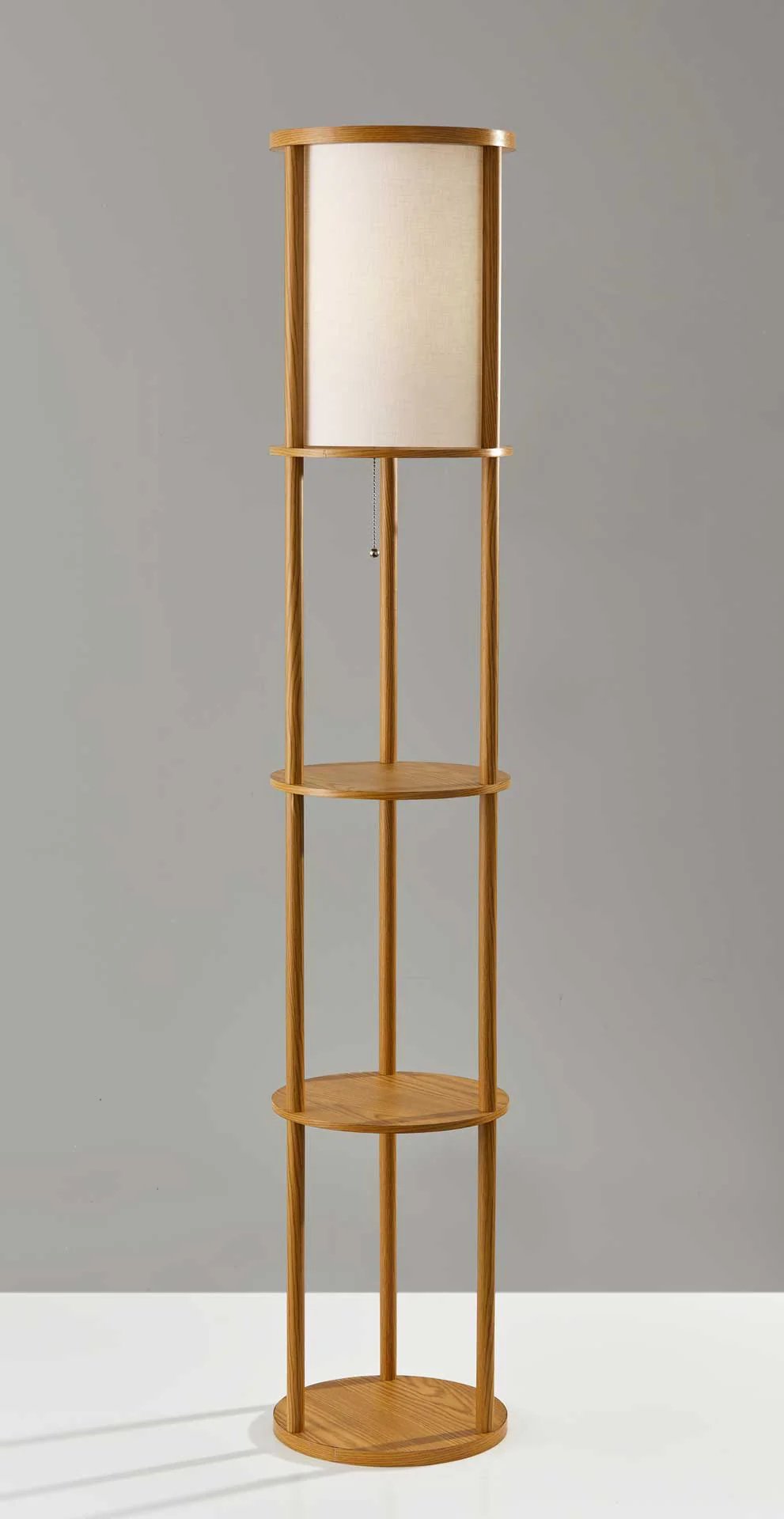 Stavanger Round Shelf Floor Lamp Natural/Brown - Image 2