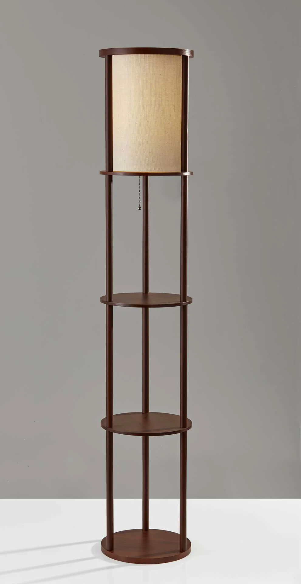Stavanger Round Shelf Floor Lamp Walnut/Brown - Image 2
