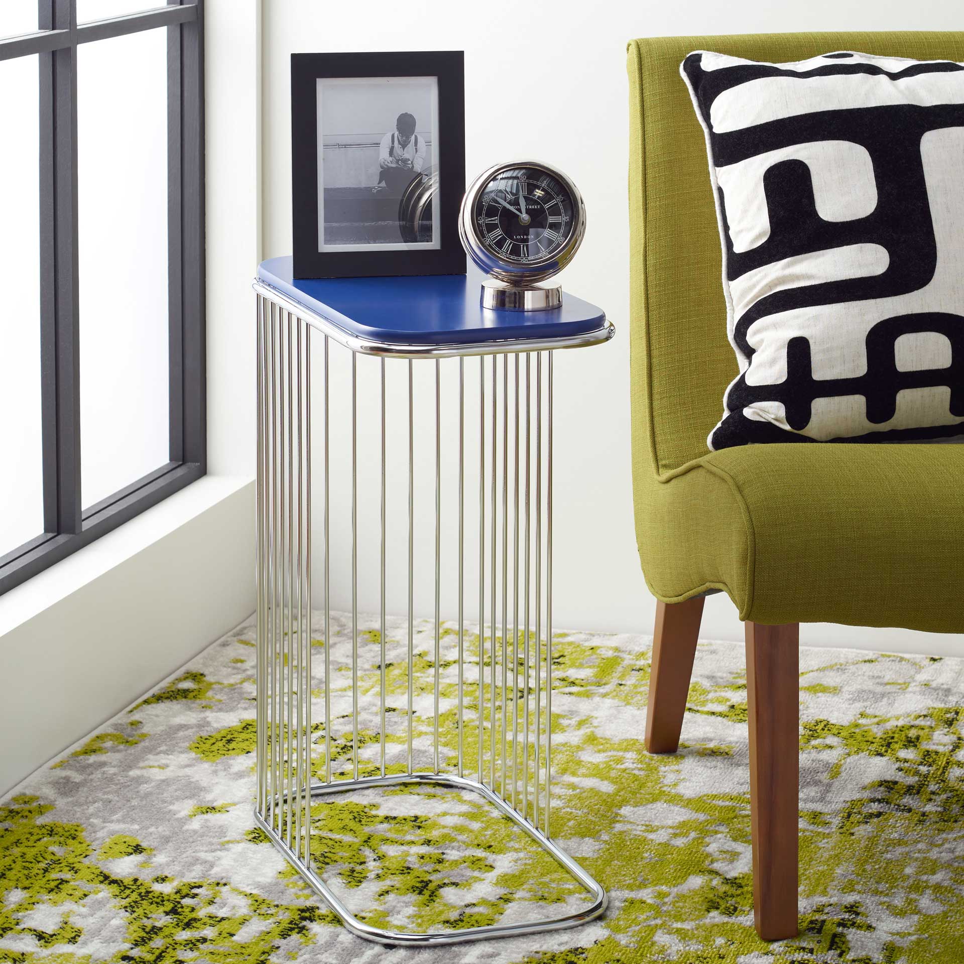 Stazia Side Table Blue/Chrome - Image 4