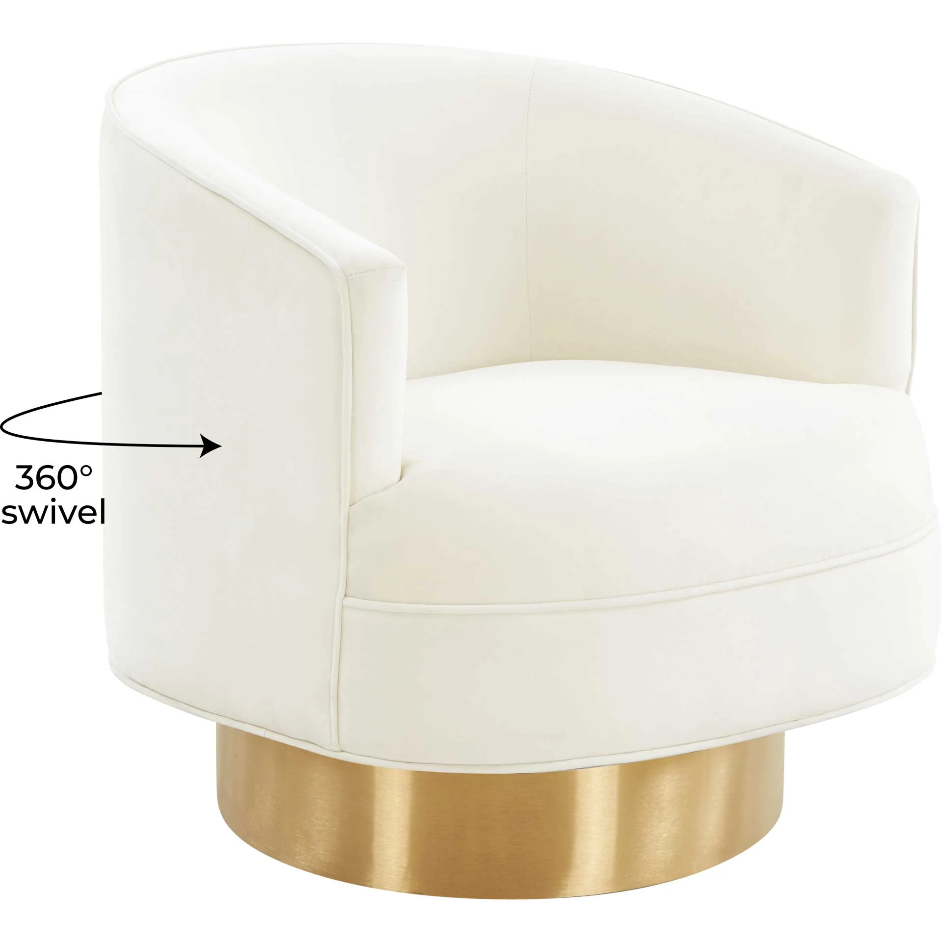 Steer Velvet Swivel Chair Cream - Image 5