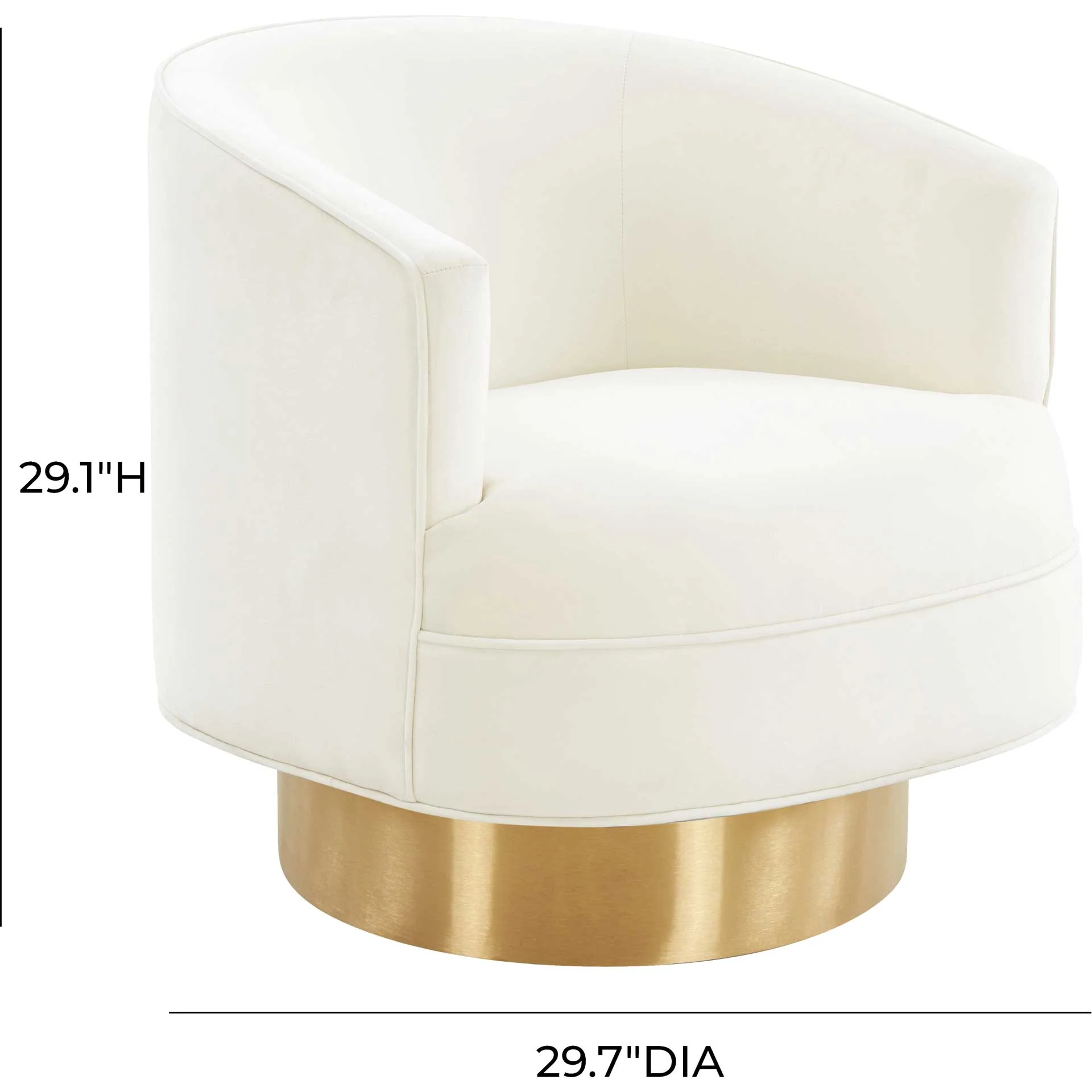 Steer Velvet Swivel Chair Cream - Image 6