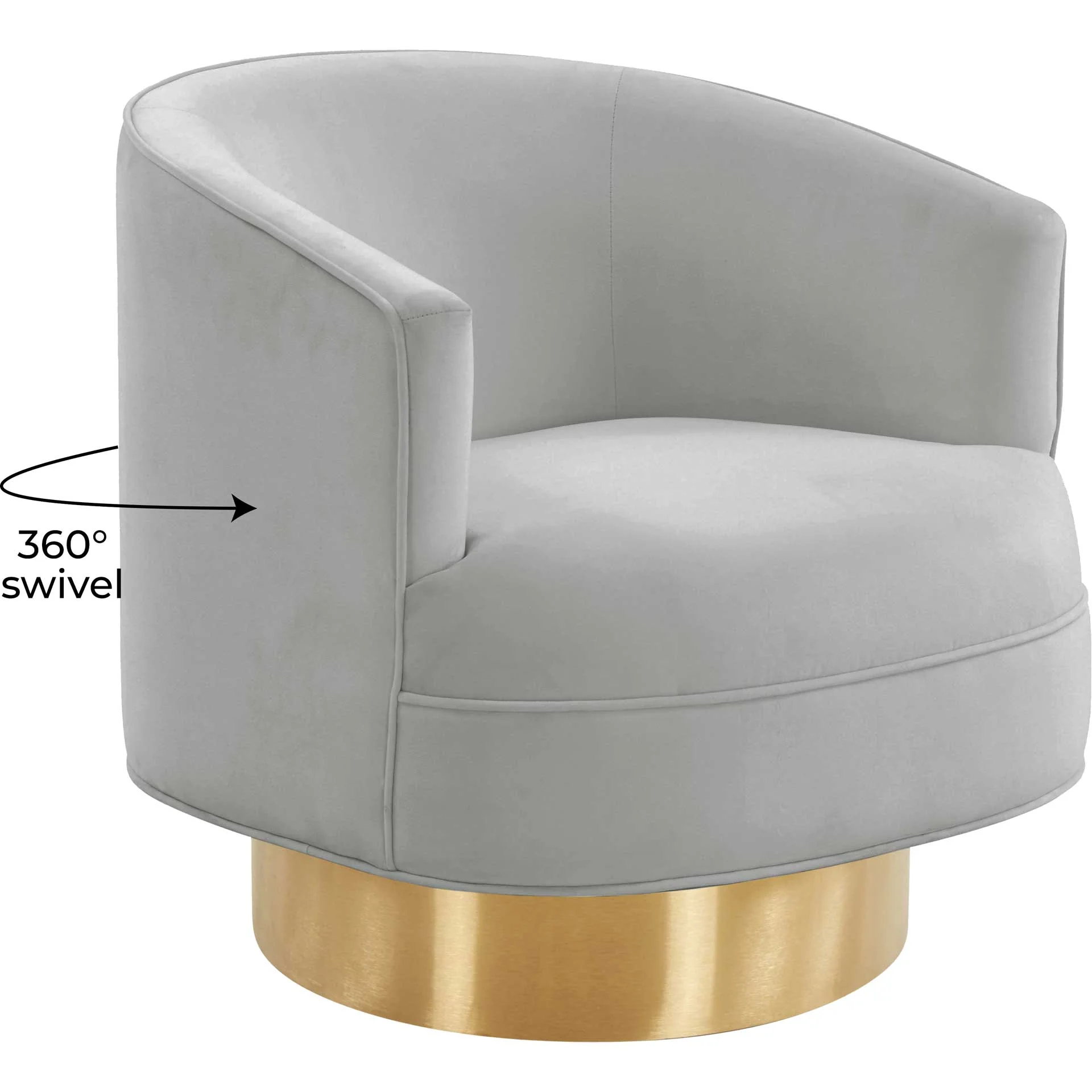Steer Velvet Swivel Chair Gray - Image 5