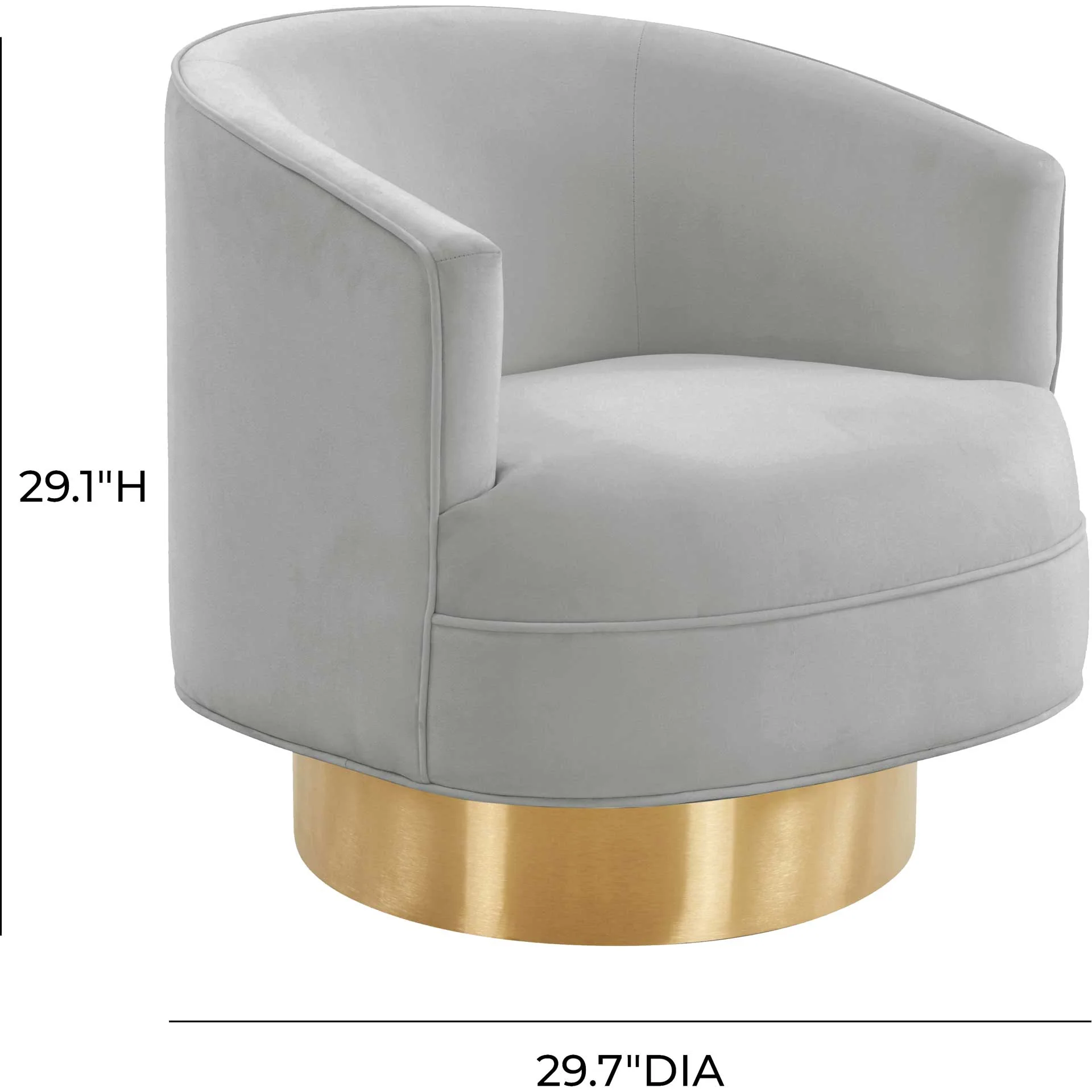 Steer Velvet Swivel Chair Gray - Image 6