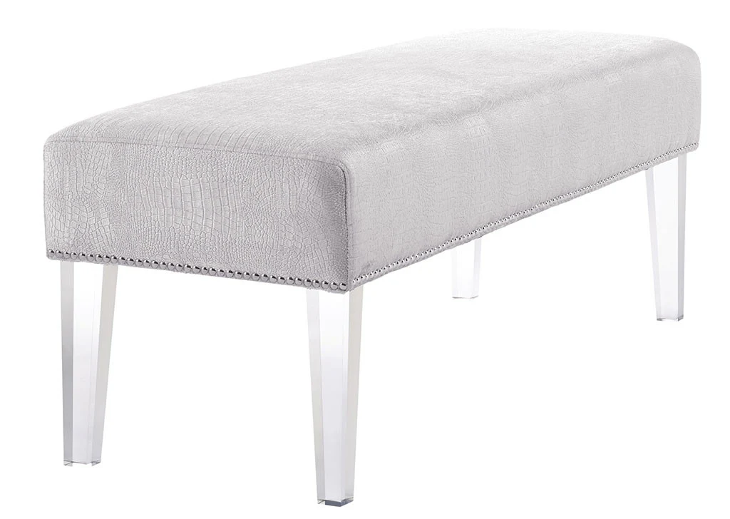 Steinway Silver Croc Velvet Acrylic Bench - Image 2