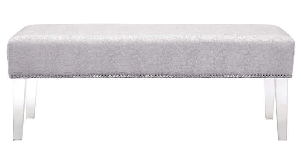 Steinway Silver Croc Velvet Acrylic Bench - Image 3