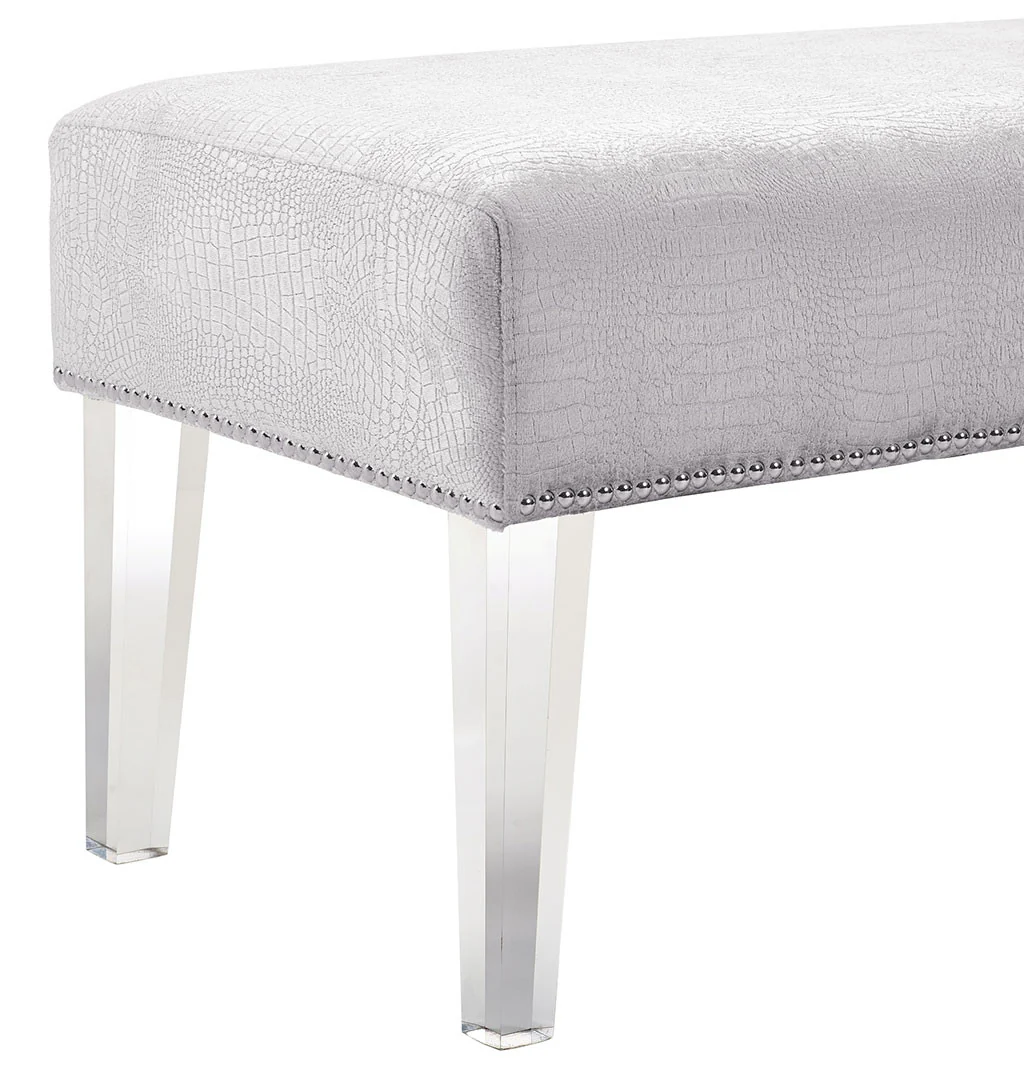 Steinway Silver Croc Velvet Acrylic Bench - Image 4
