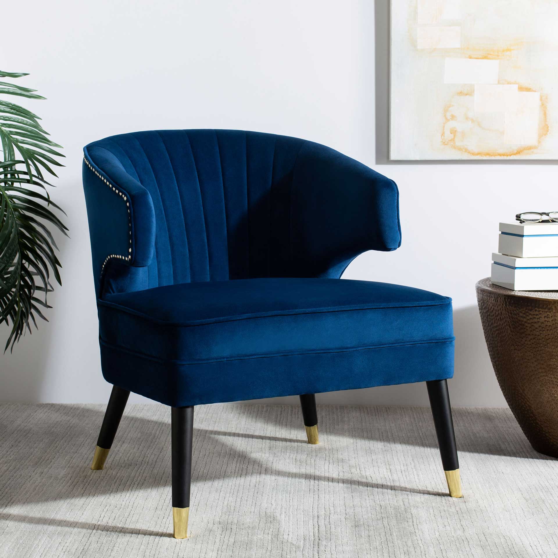 Stitch Wingback Accent Chair Navy/Black - Image 6