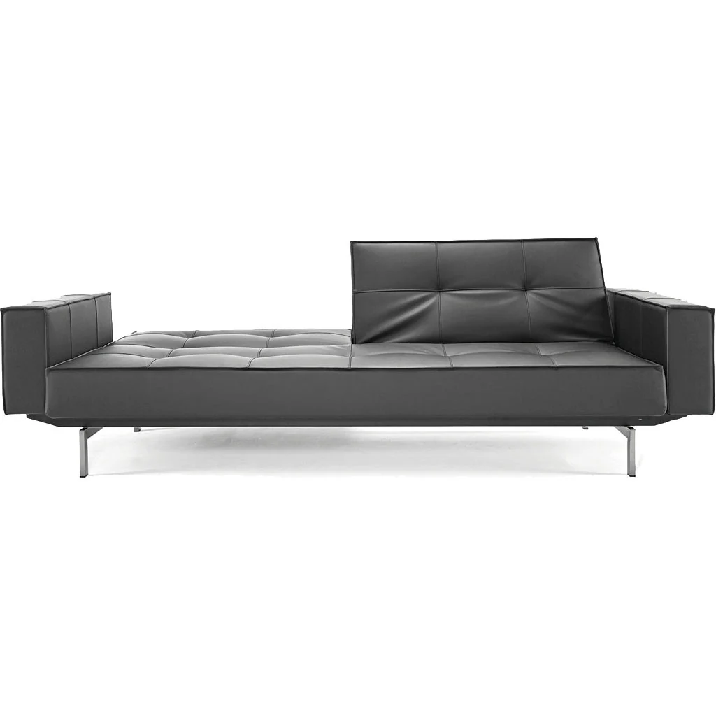 Stockholm Arm Sofa Steel Black Leather - Image 2