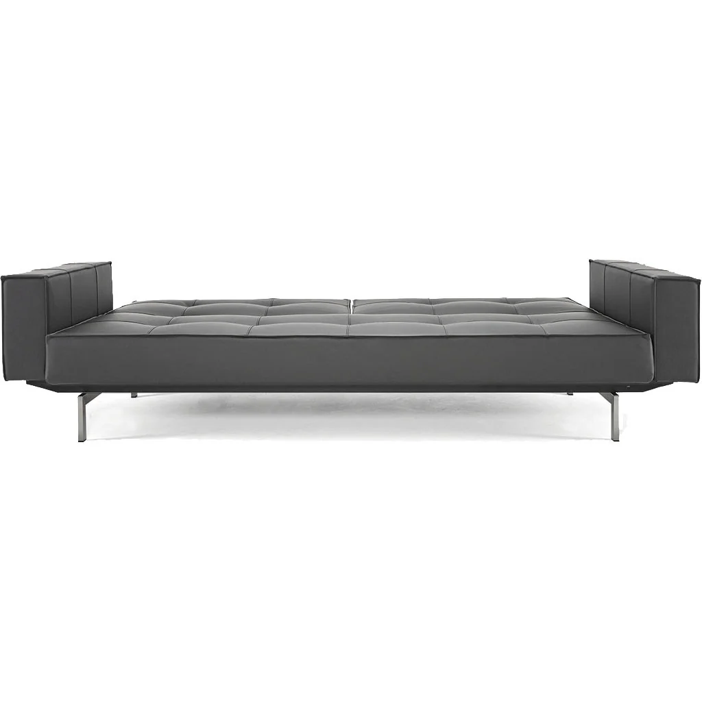 Stockholm Arm Sofa Steel Black Leather - Image 3