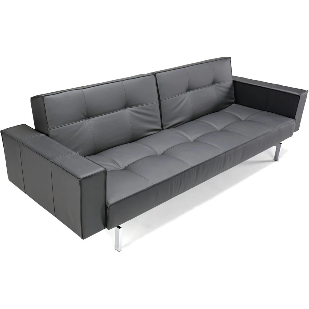 Stockholm Arm Sofa Steel Black Leather - Image 4