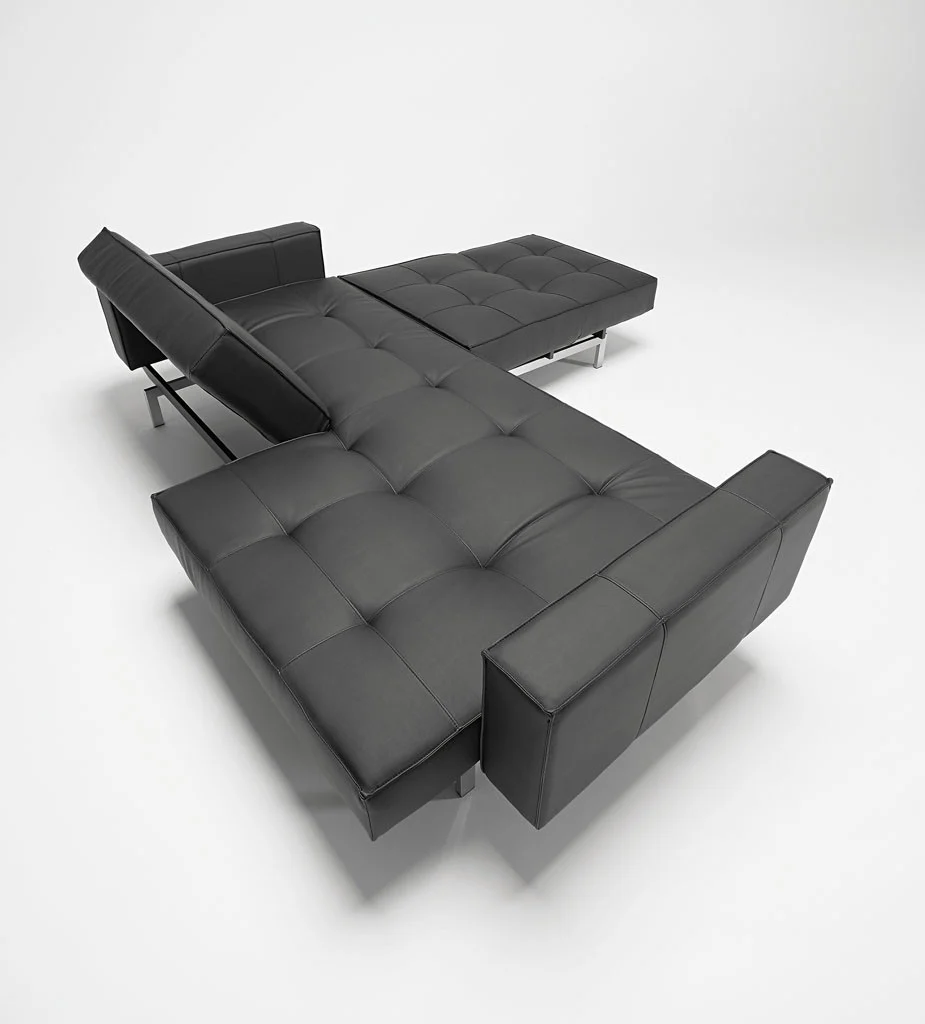 Stockholm Arm Sofa Steel Black Leather - Image 5