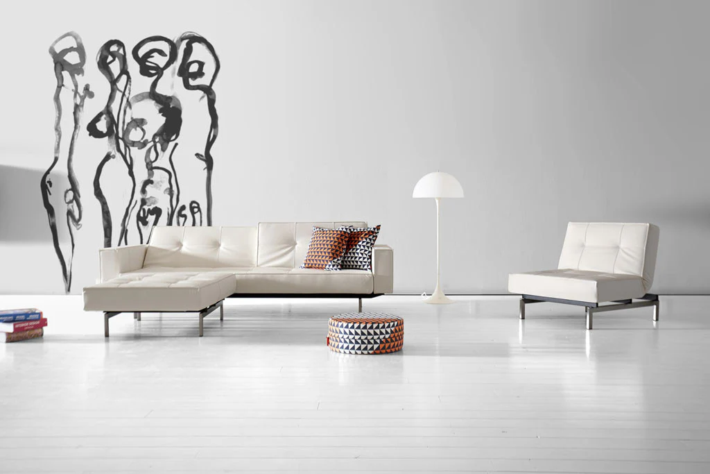Stockholm Arm Sofa Steel White Leather - Image 4