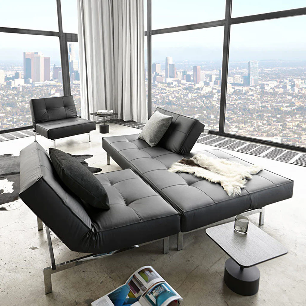 Stockholm Sofa Steel Black Leather - Image 5
