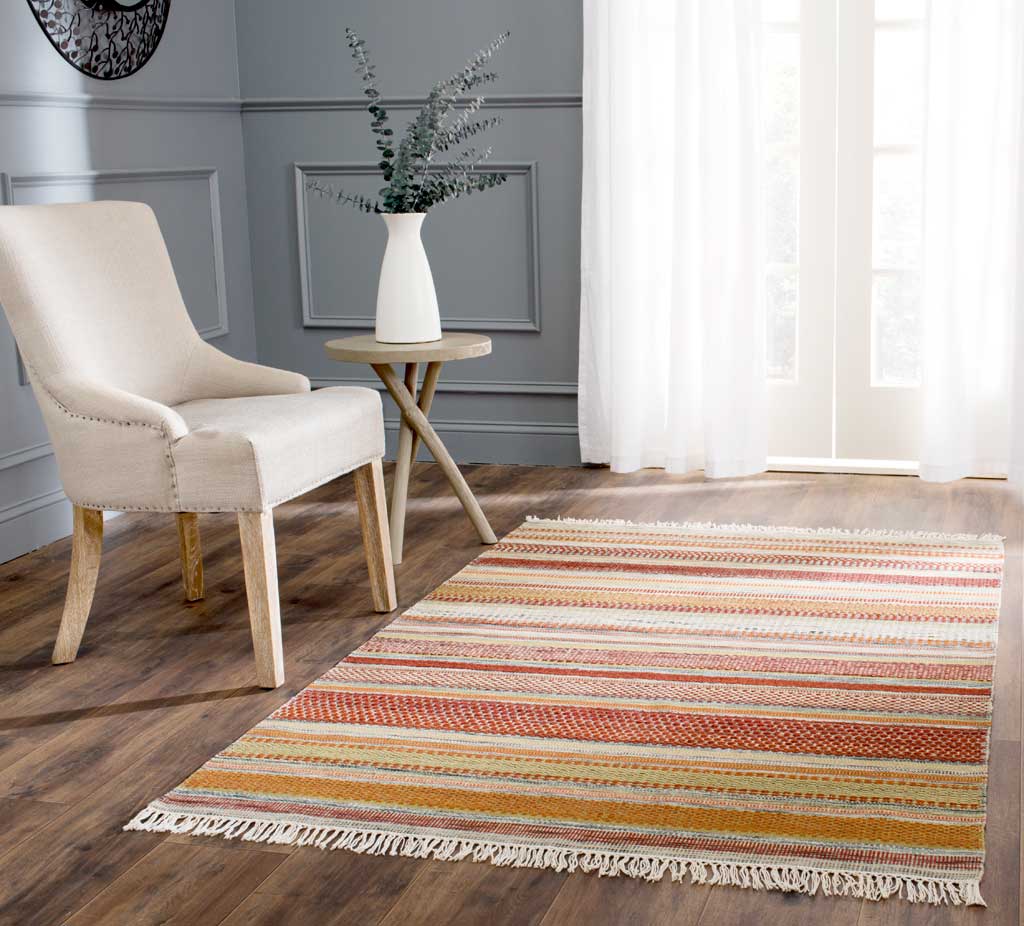 Striped Kilim Beige Area Rug - Image 4