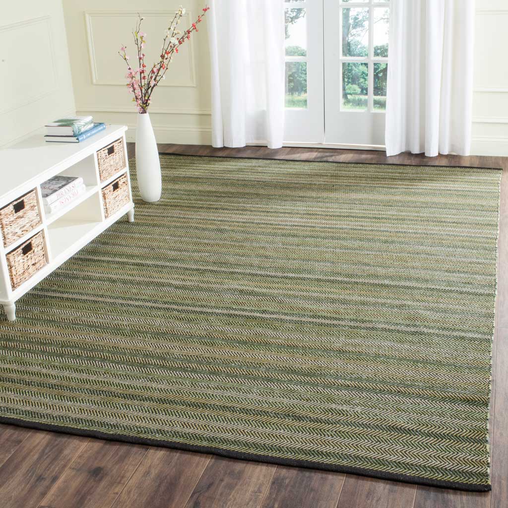 Striped Kilim Green Area Rug - Image 4