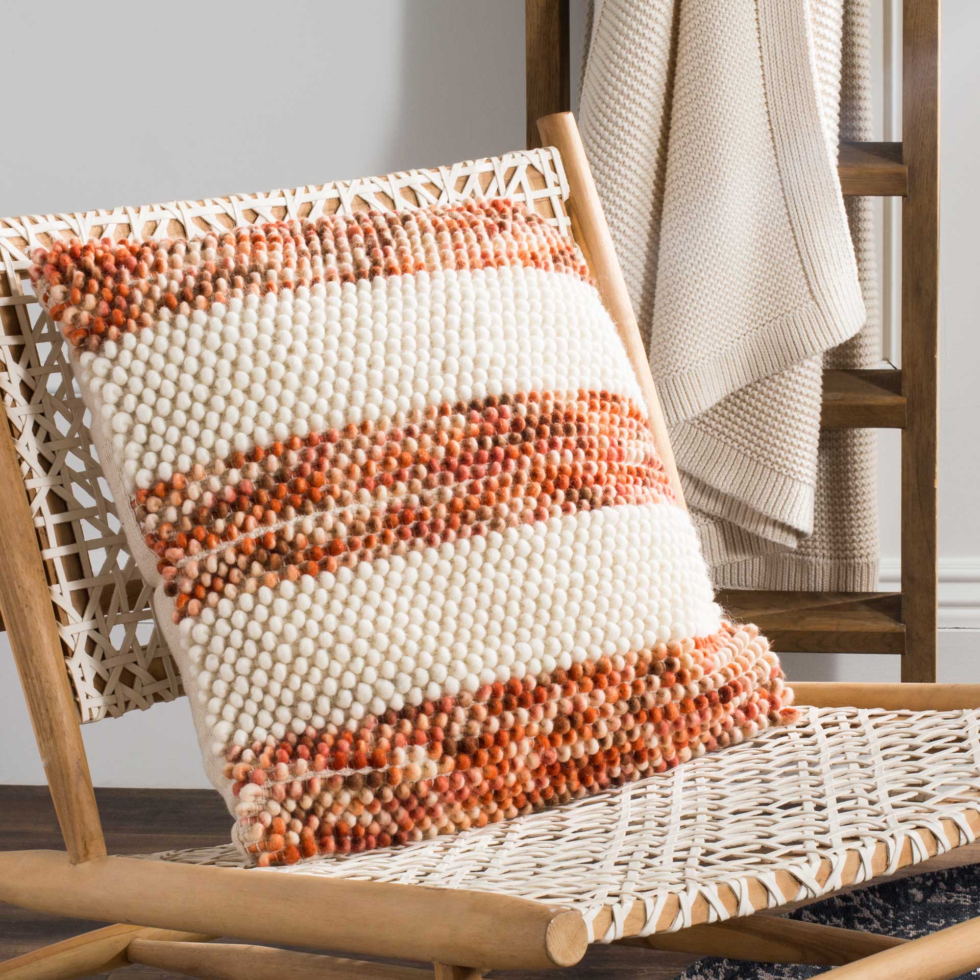 Striped Looped Pillow Ginger Orange - Image 3
