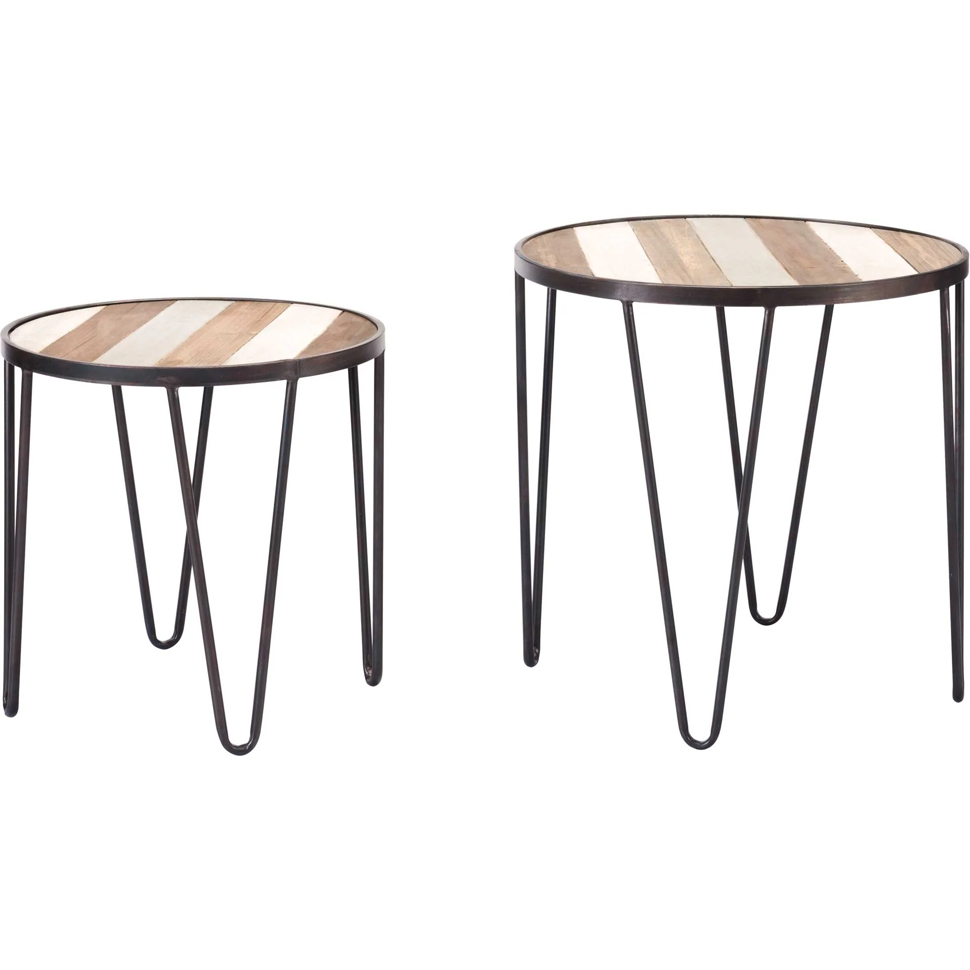 Striped 2-Piece Wood Tray Table Antique - Image 2